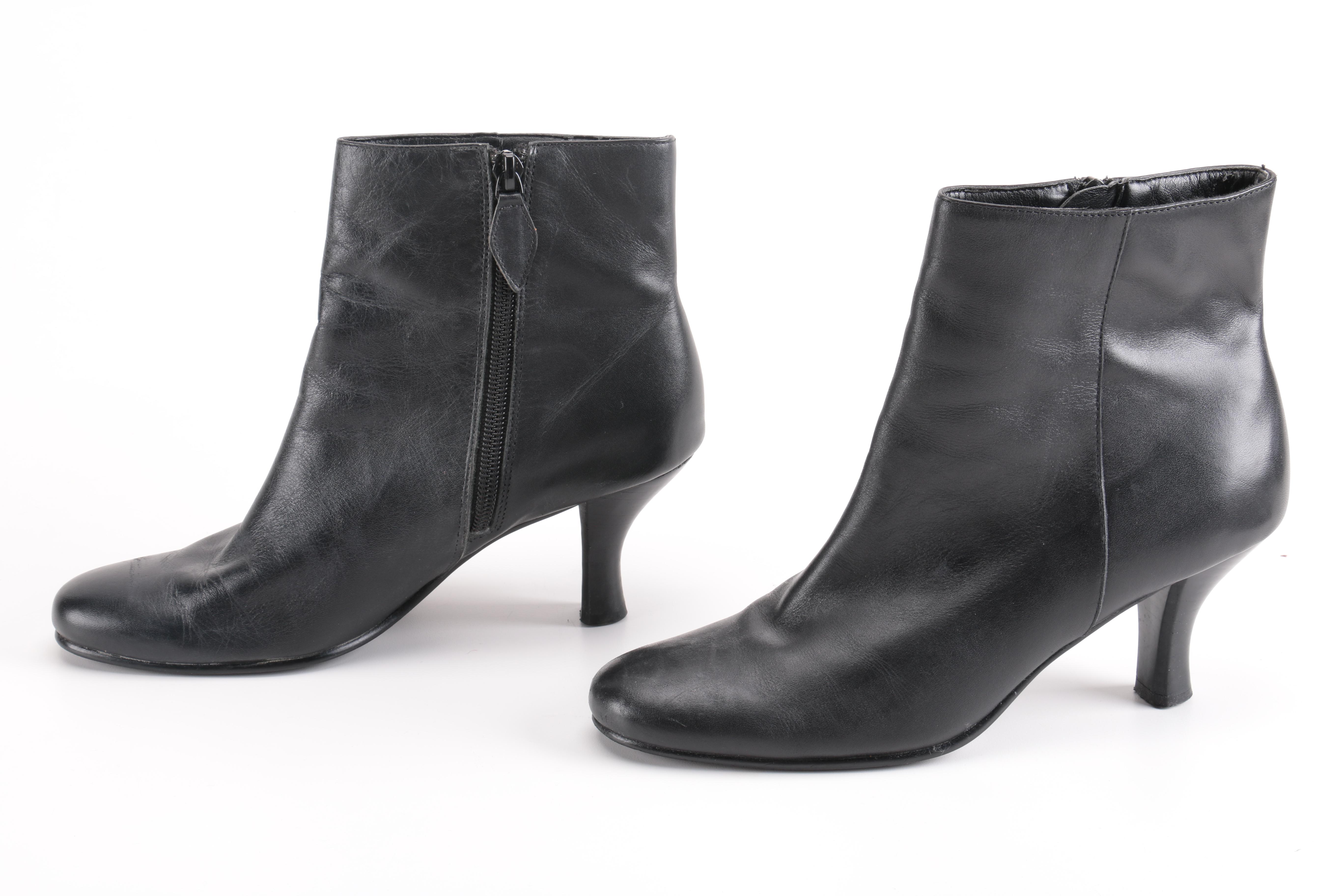 Bloomingdales Black Leather Ankle Boots