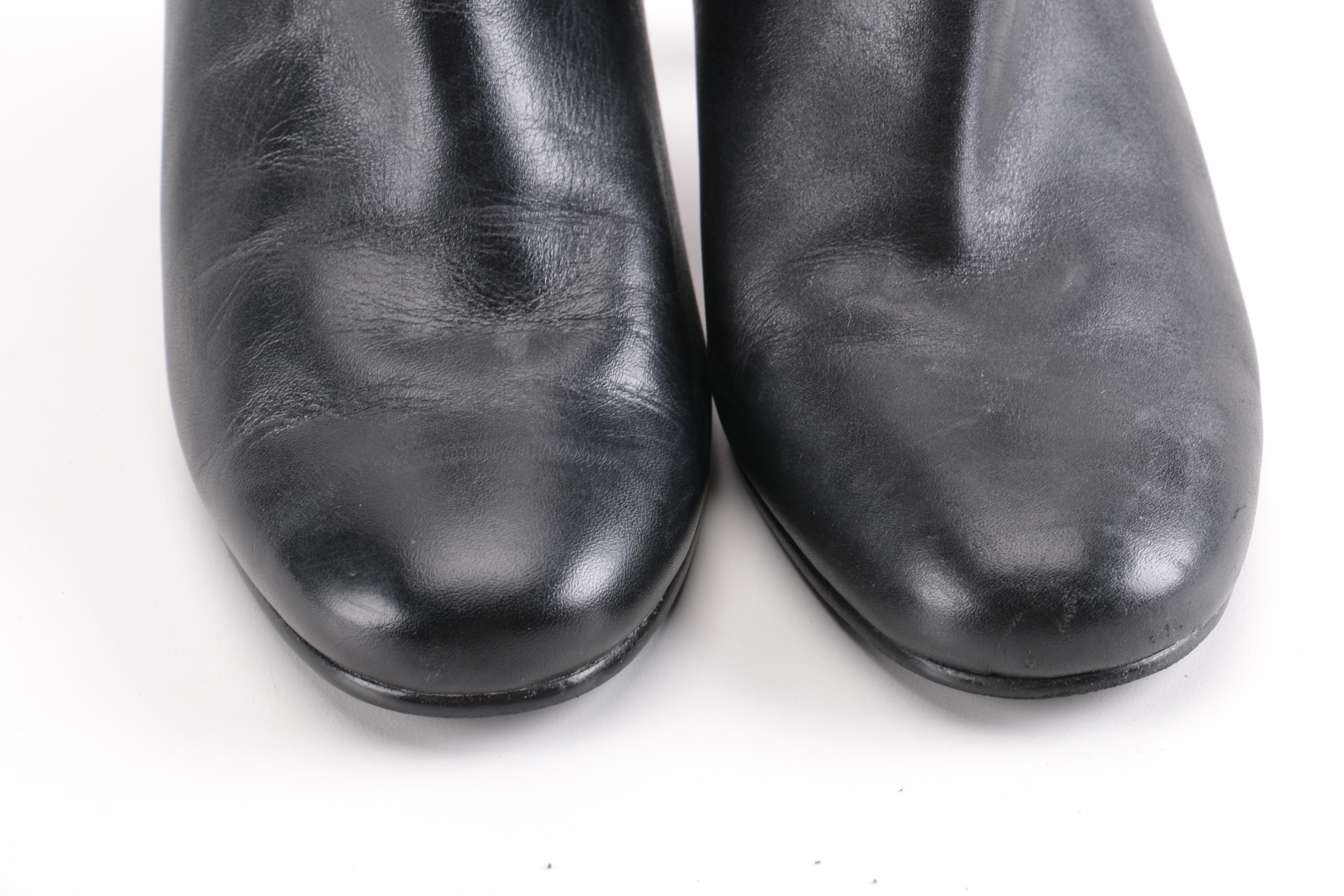 Bloomingdales Black Leather Ankle Boots