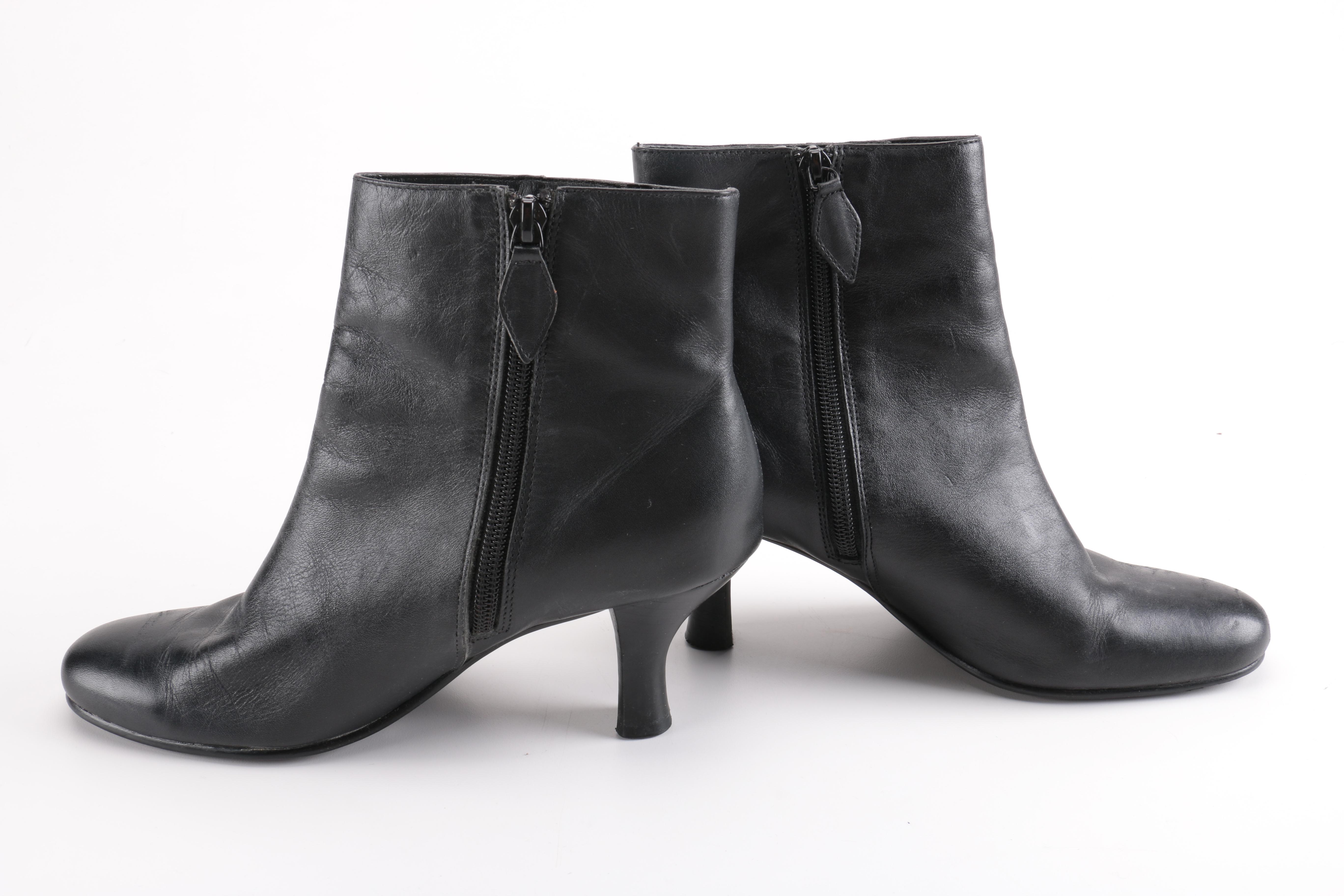 Bloomingdales Black Leather Ankle Boots