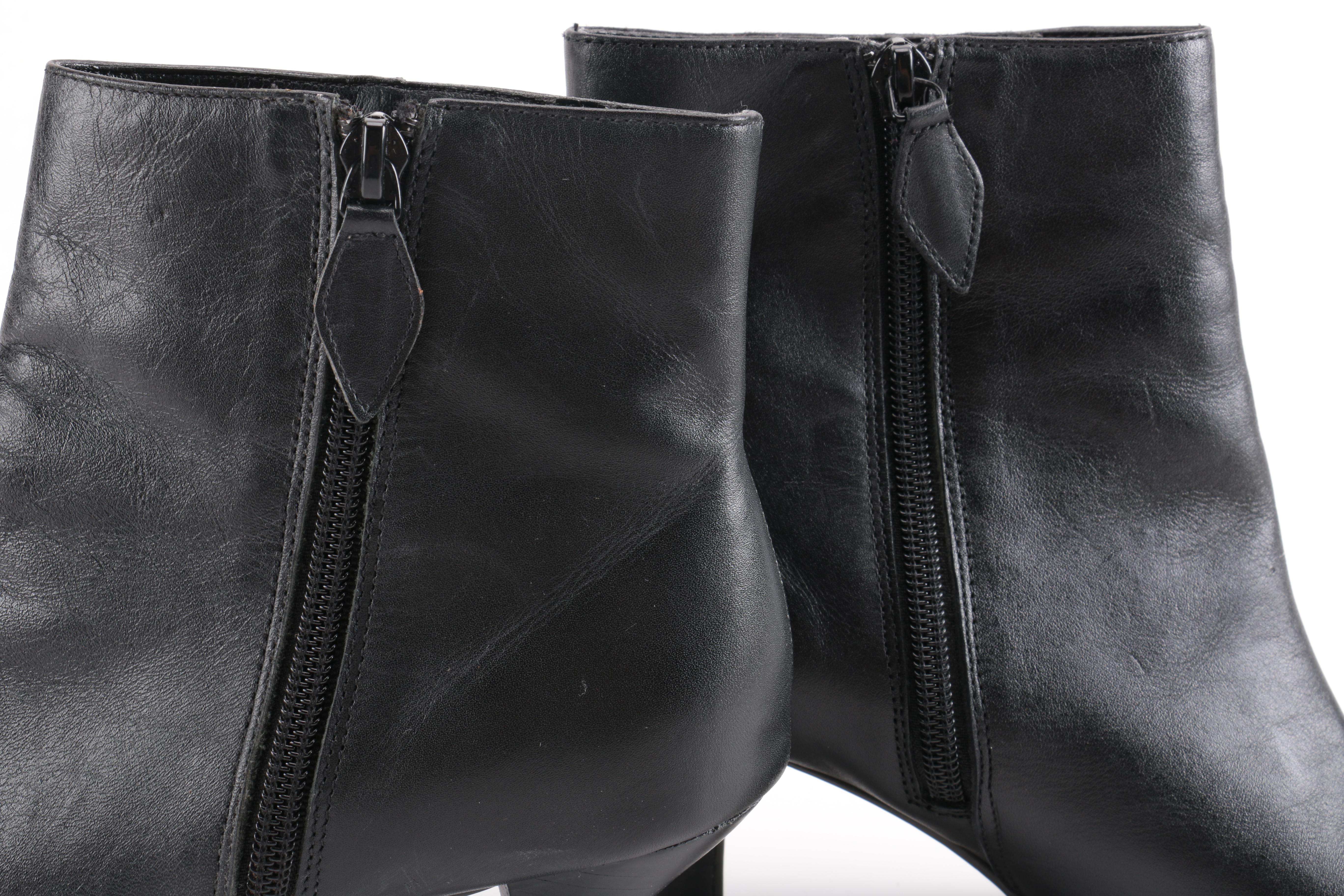 Bloomingdales Black Leather Ankle Boots