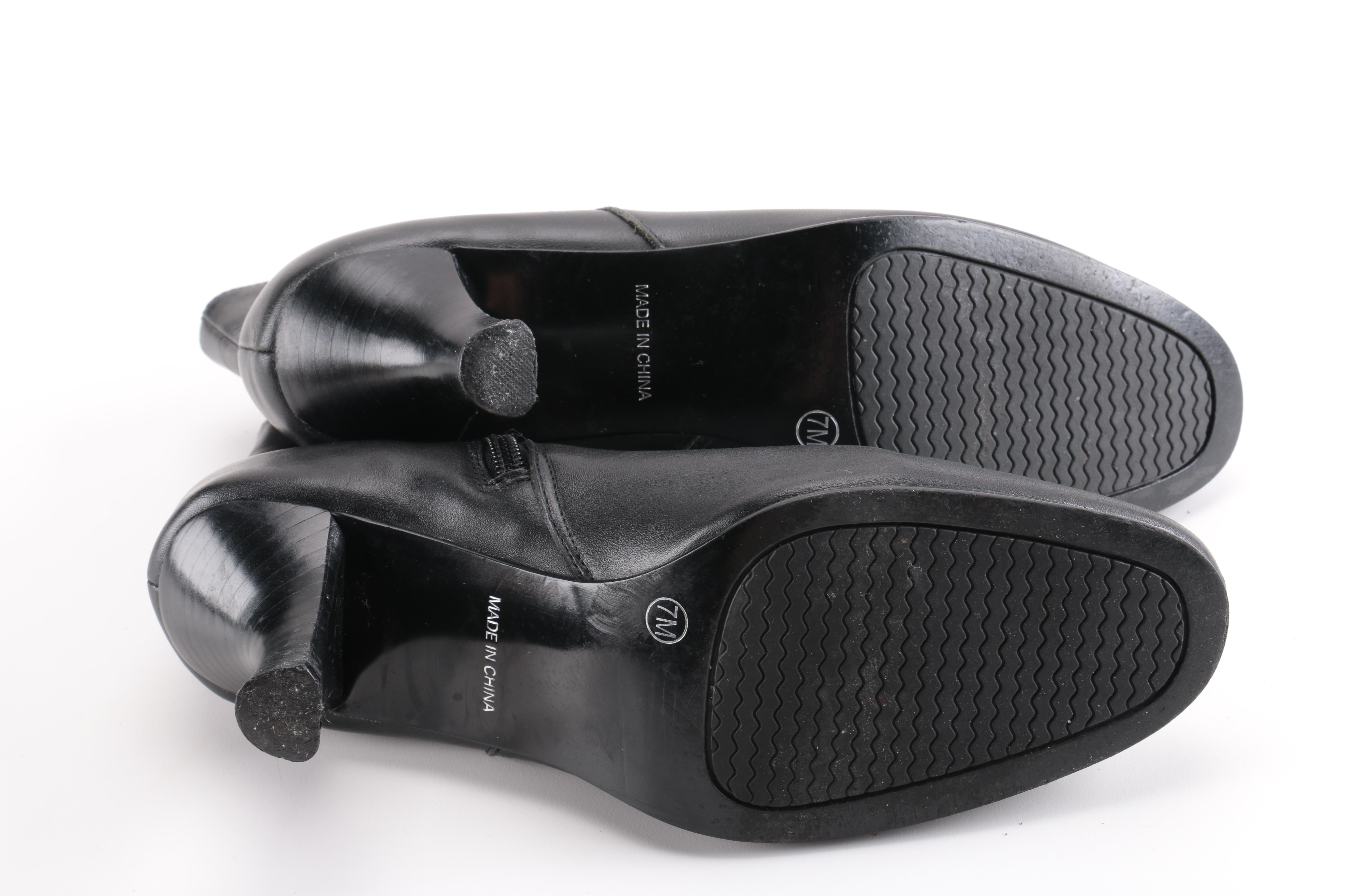 Bloomingdales Black Leather Ankle Boots