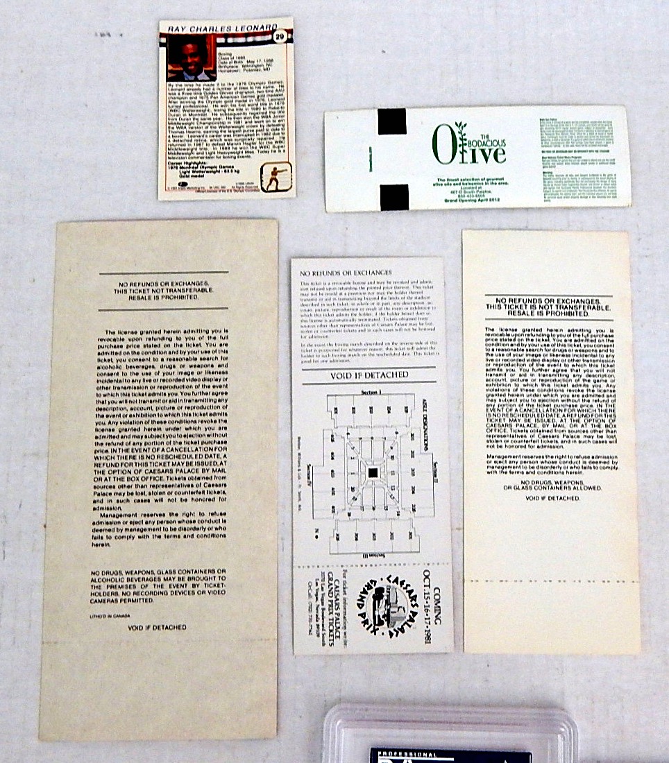 Unused Boxing Fight Tickets and Sports Cards with Dempsey, Foreman, Leonard