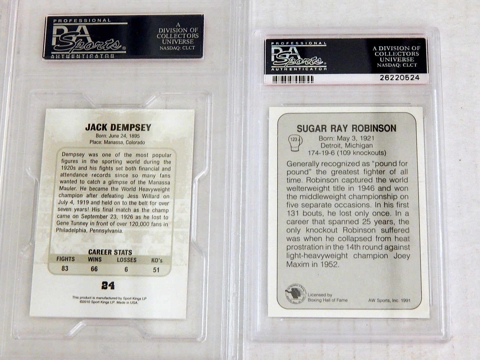 Unused Boxing Fight Tickets and Sports Cards with Dempsey, Foreman, Leonard