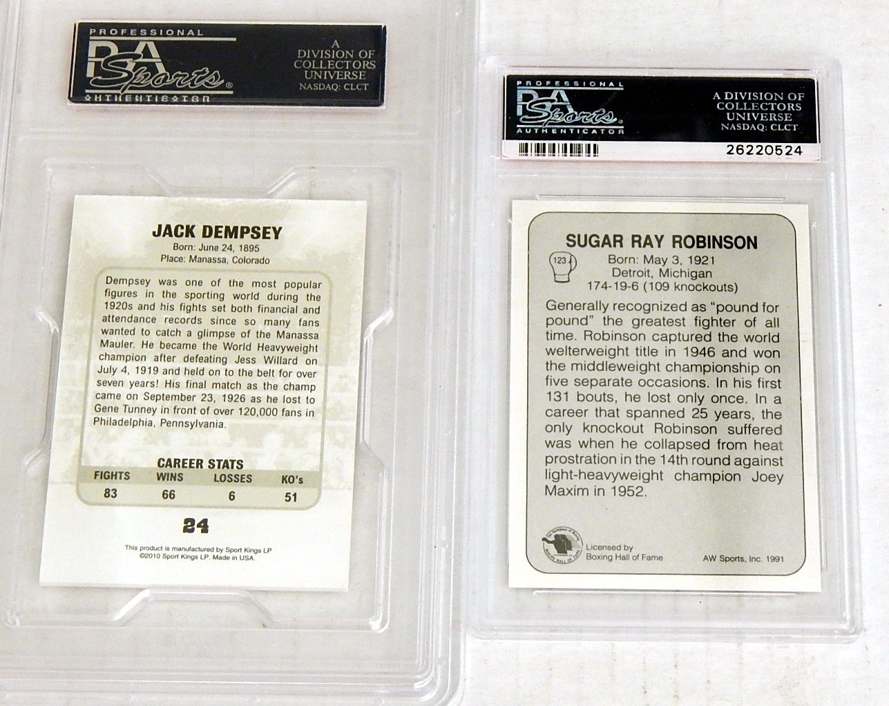 Unused Boxing Fight Tickets and Sports Cards with Dempsey, Foreman, Leonard