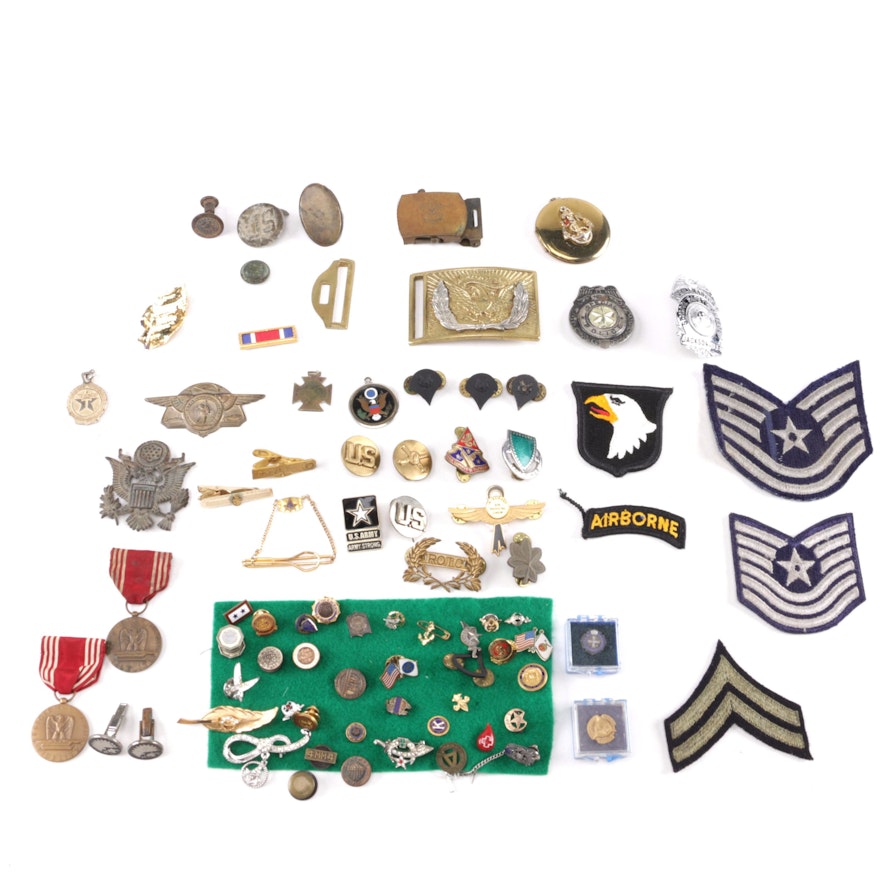 Collection of United States Military Pins, Medals and Memorabilia