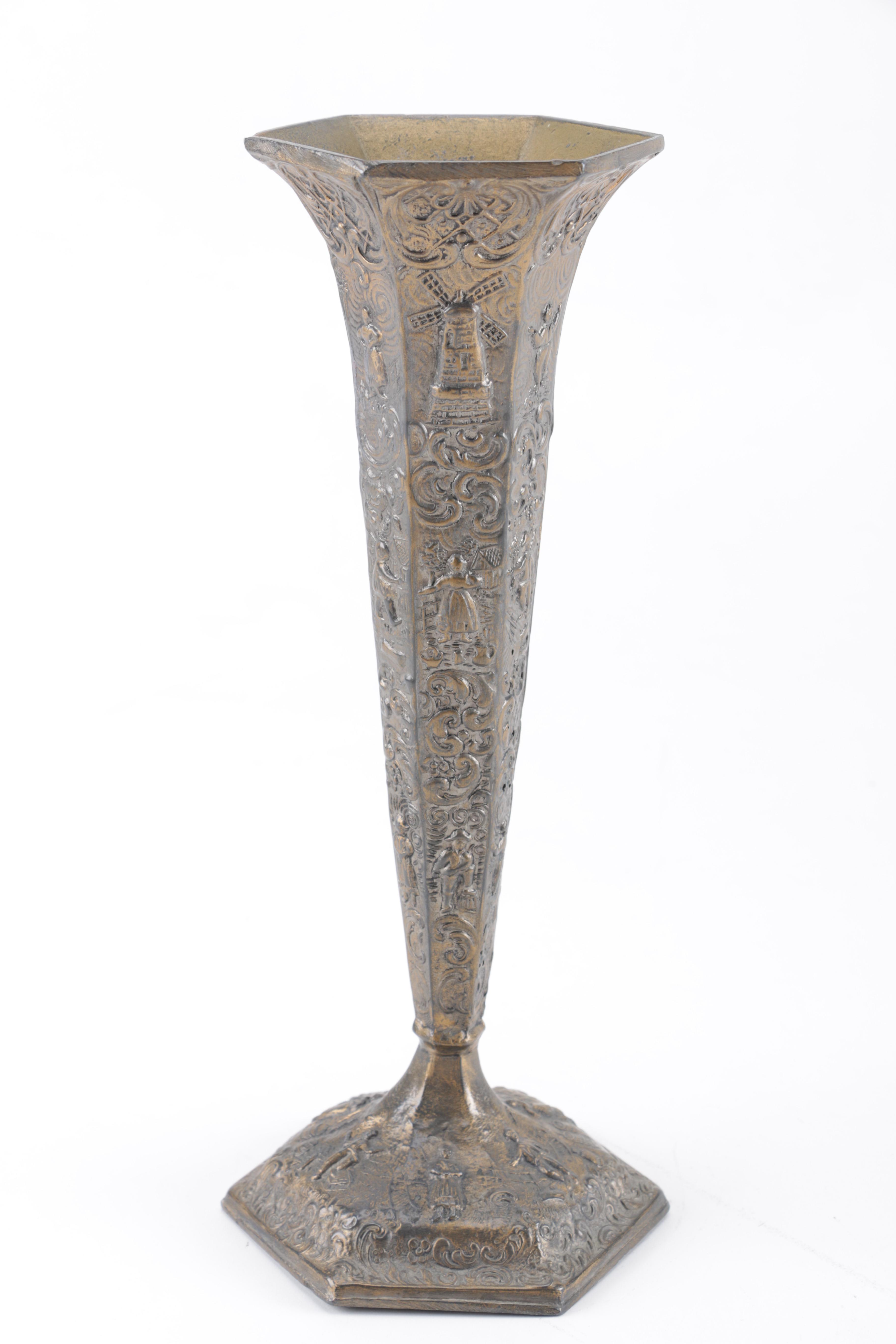 Barbour International Silver Plated Repousse Trumpet Vase