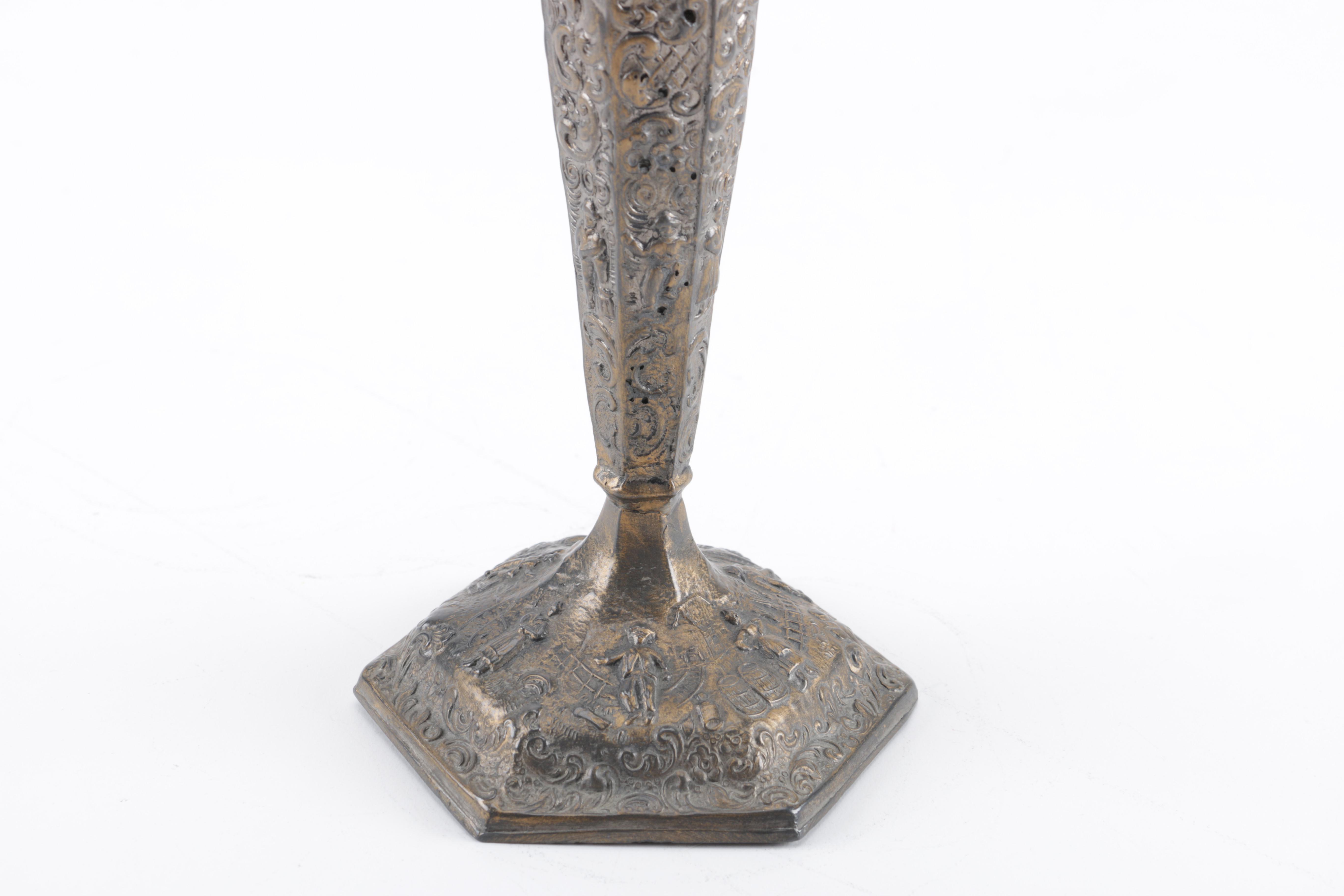 Barbour International Silver Plated Repousse Trumpet Vase