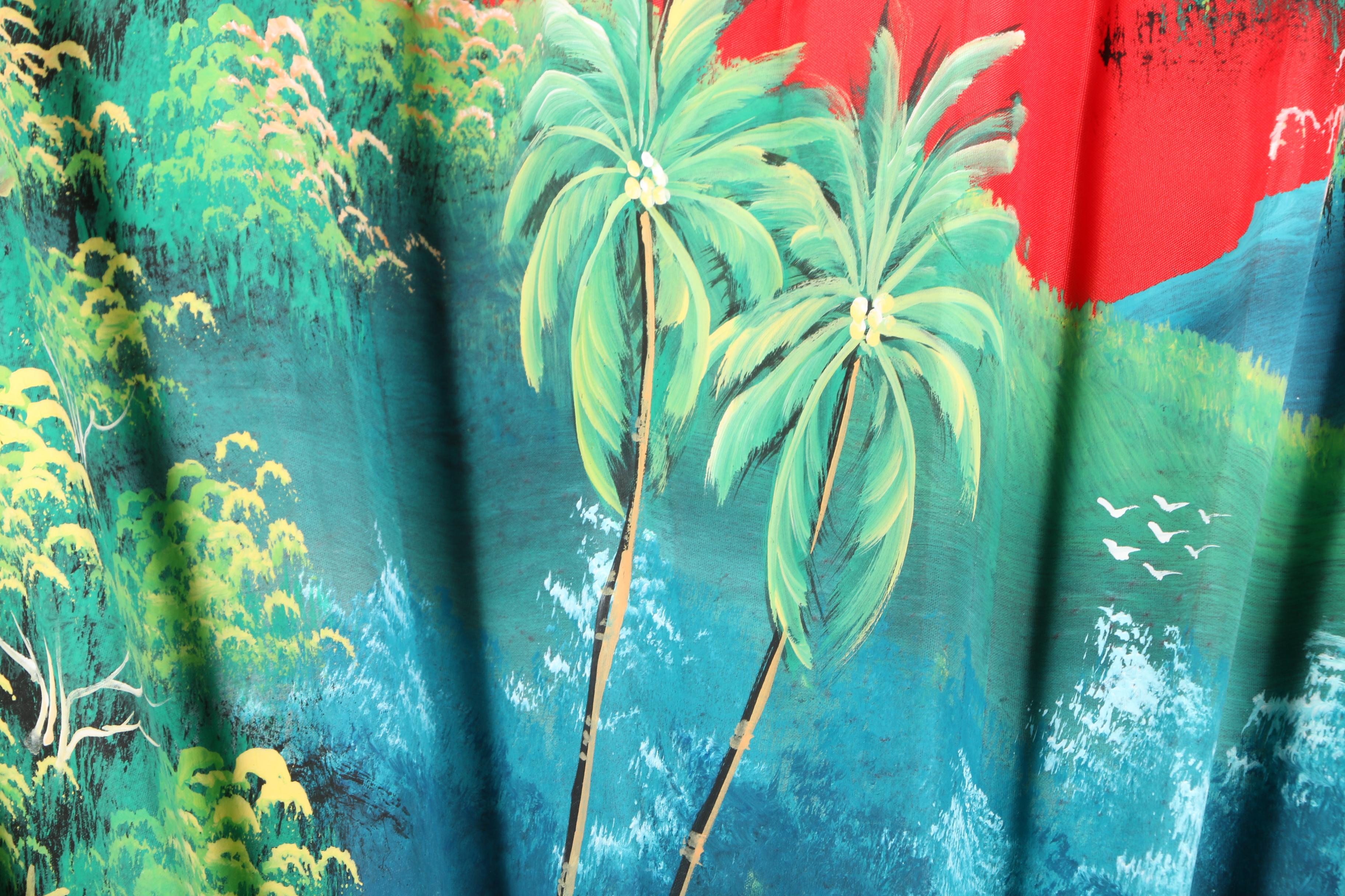 Large Thai Hand Painted Folding Fan