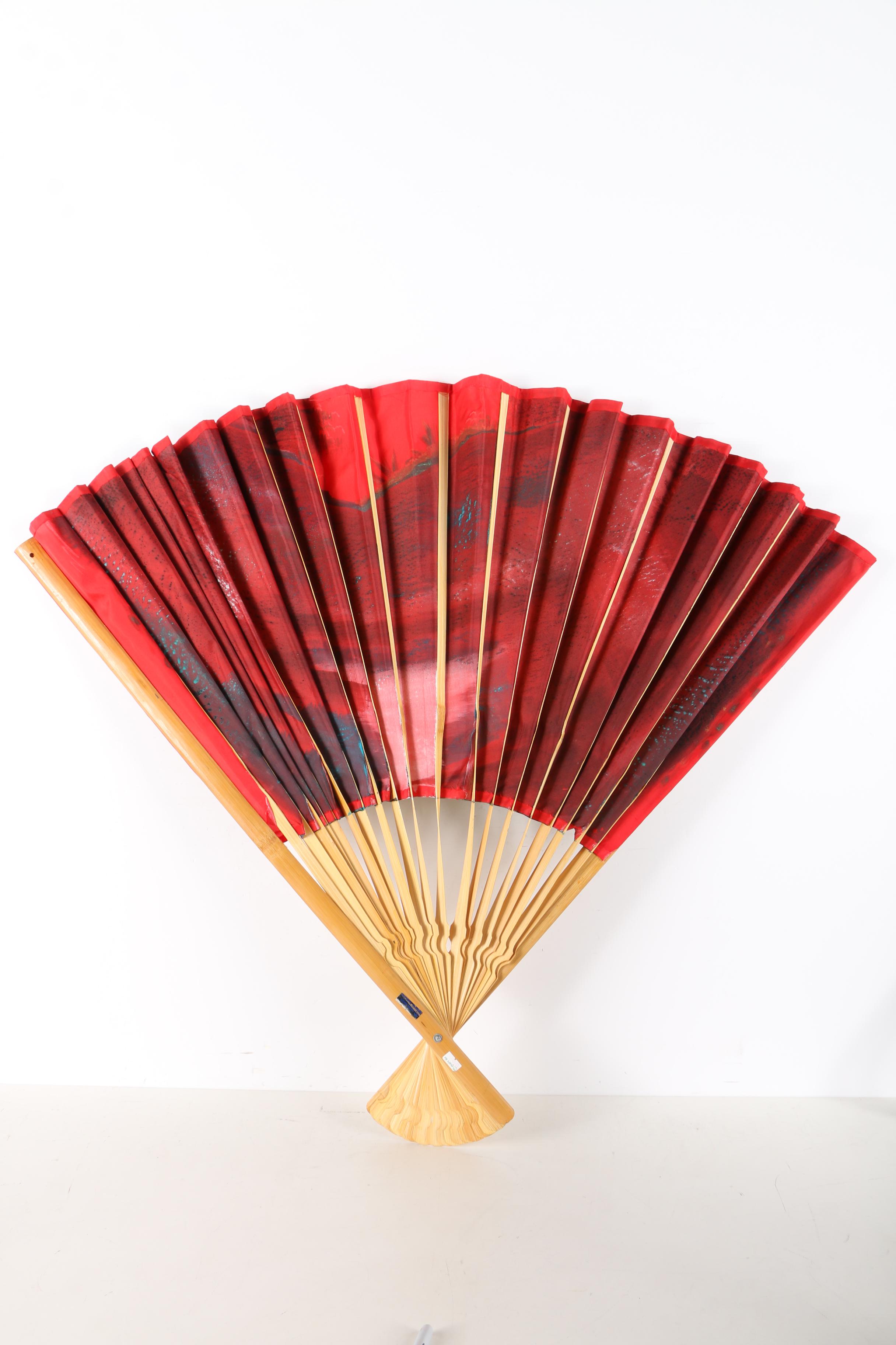 Large Thai Hand Painted Folding Fan