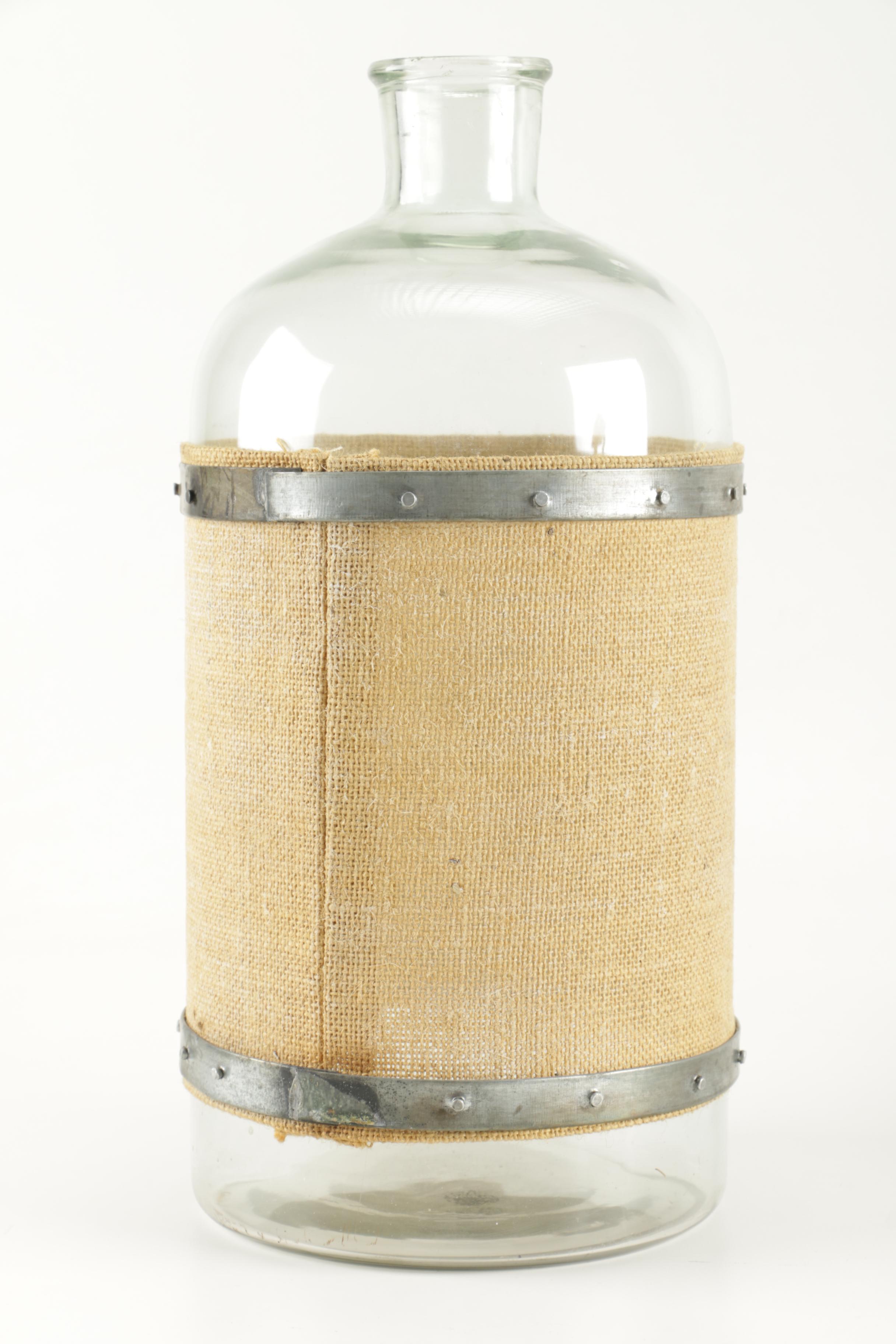 Decorative Glass Jugs With Burlap Lining