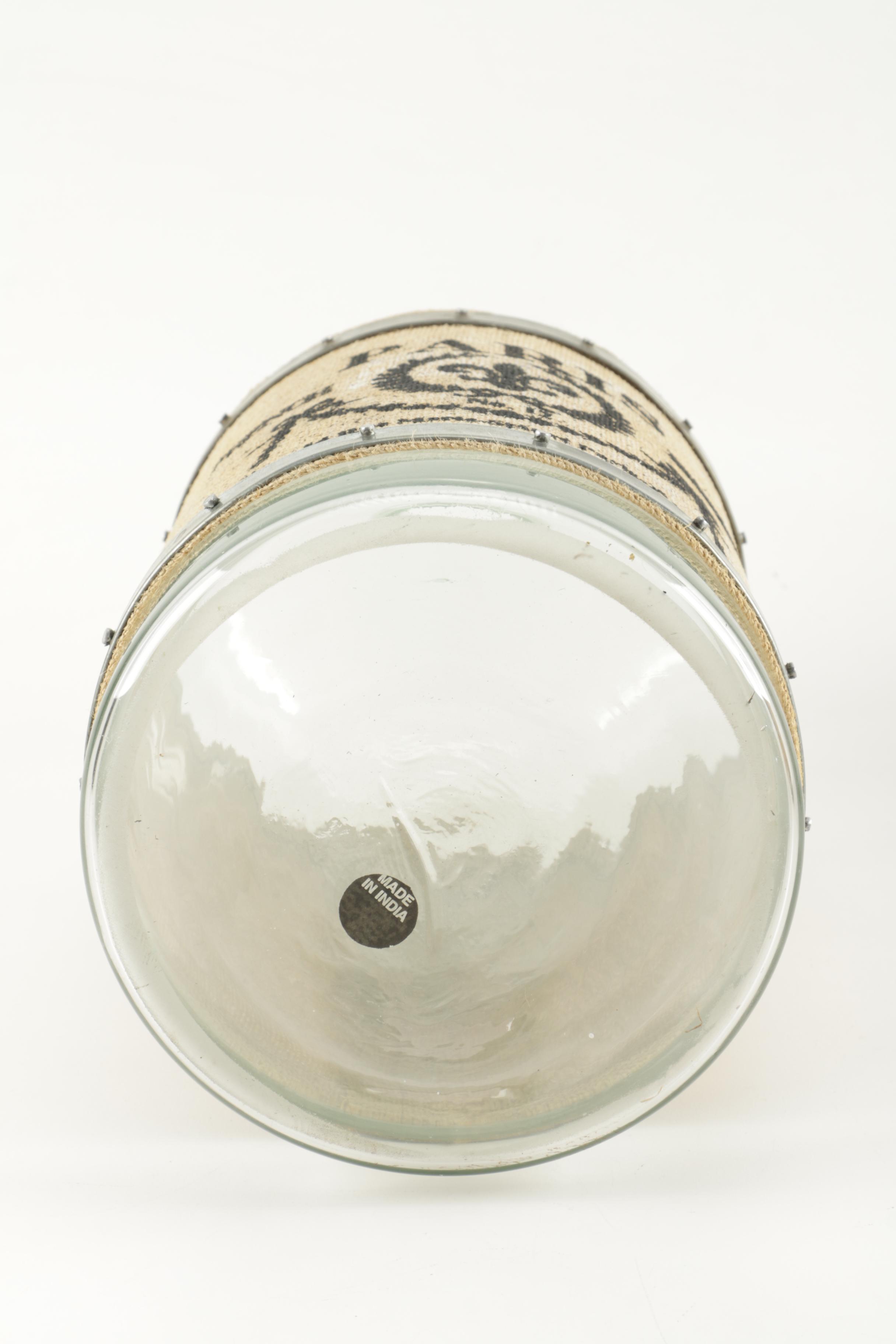 Decorative Glass Jugs With Burlap Lining