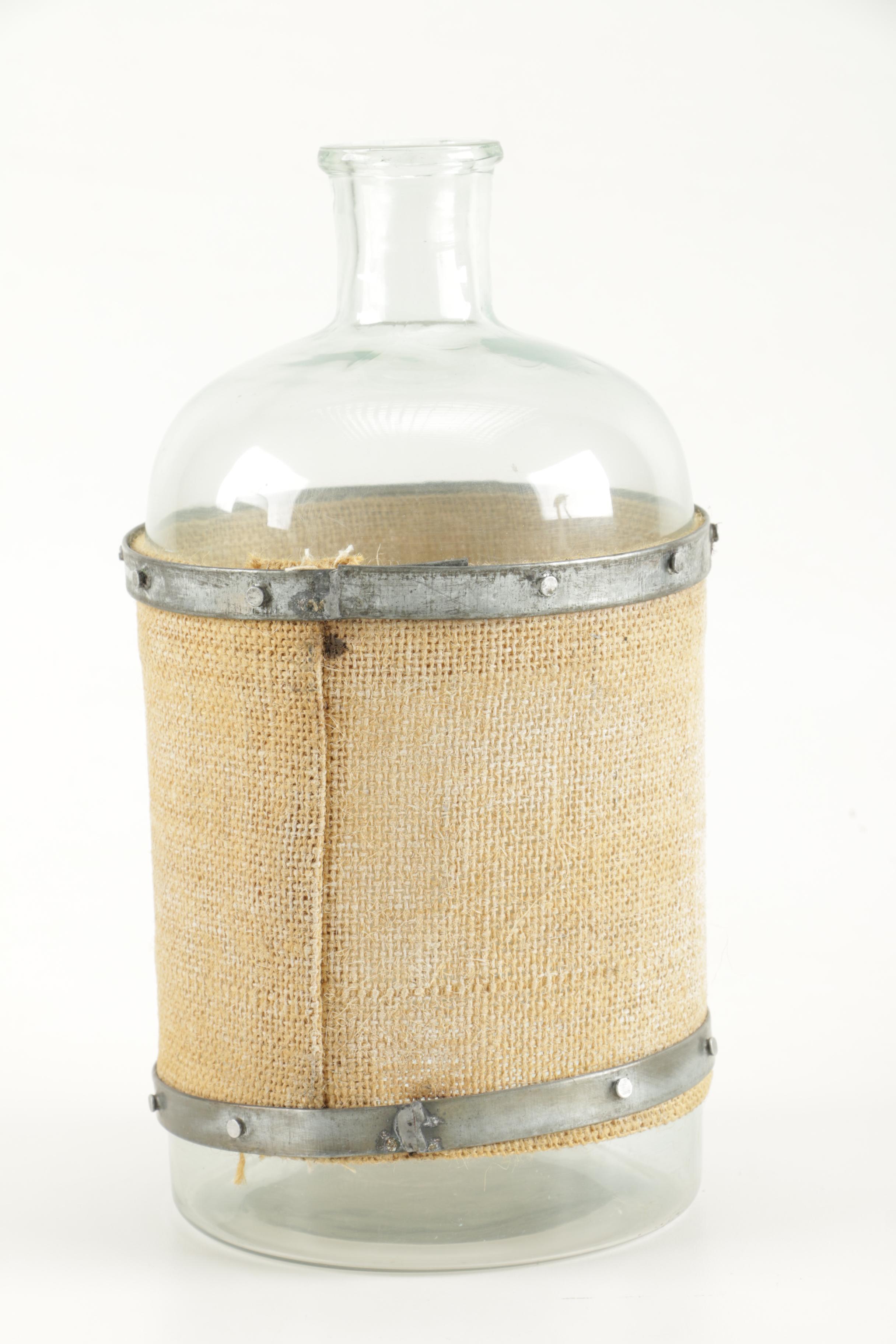 Decorative Glass Jugs With Burlap Lining