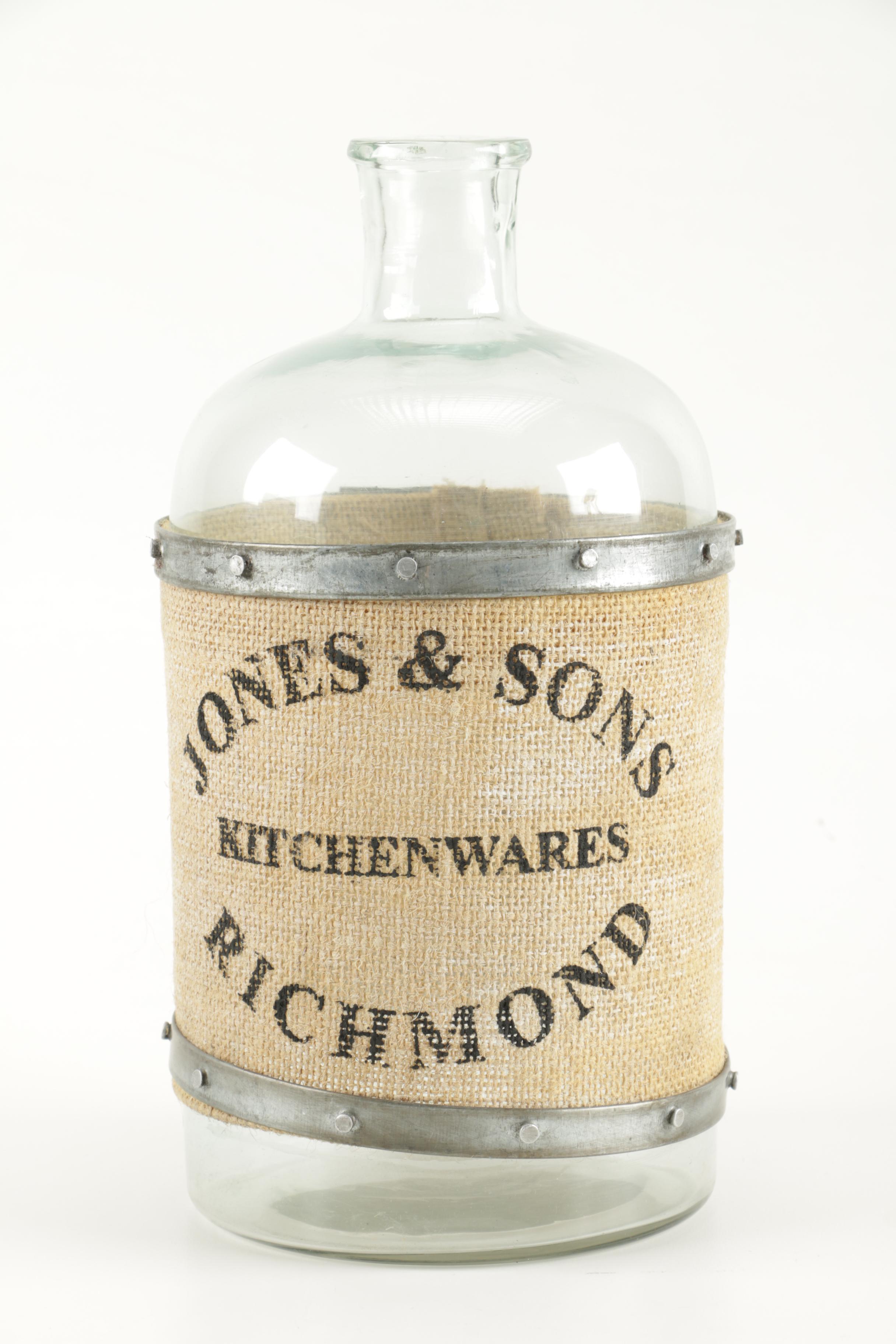 Decorative Glass Jugs With Burlap Lining