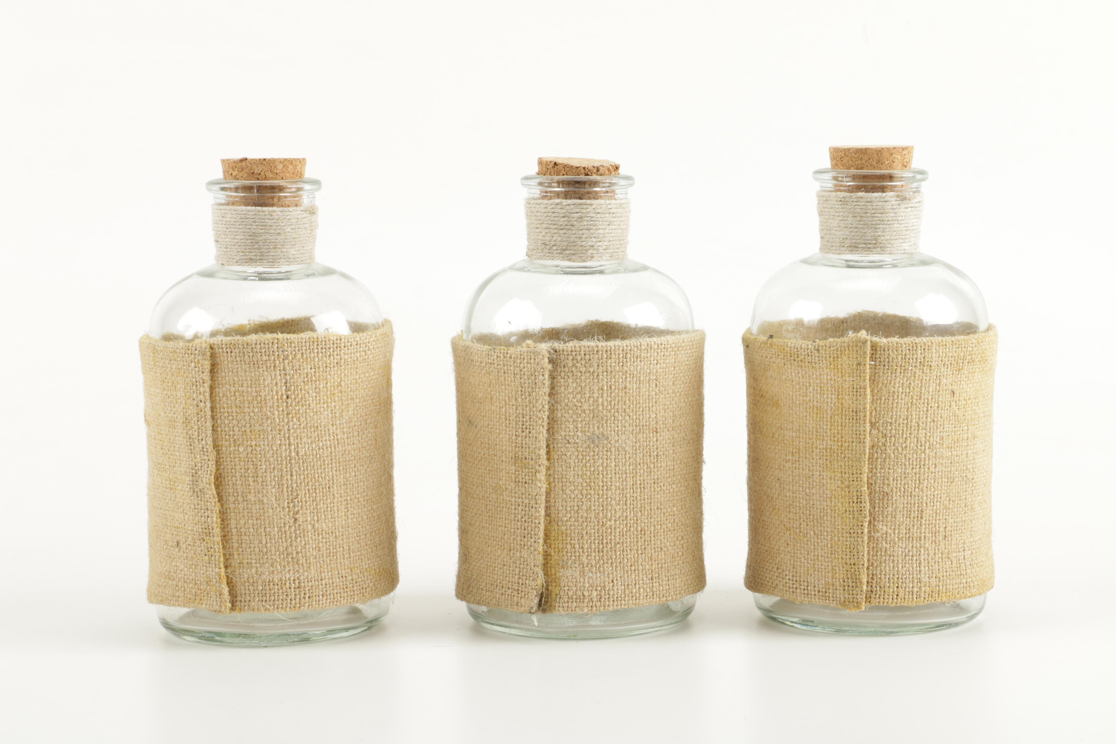 Decorative Glass Jugs With Burlap Lining