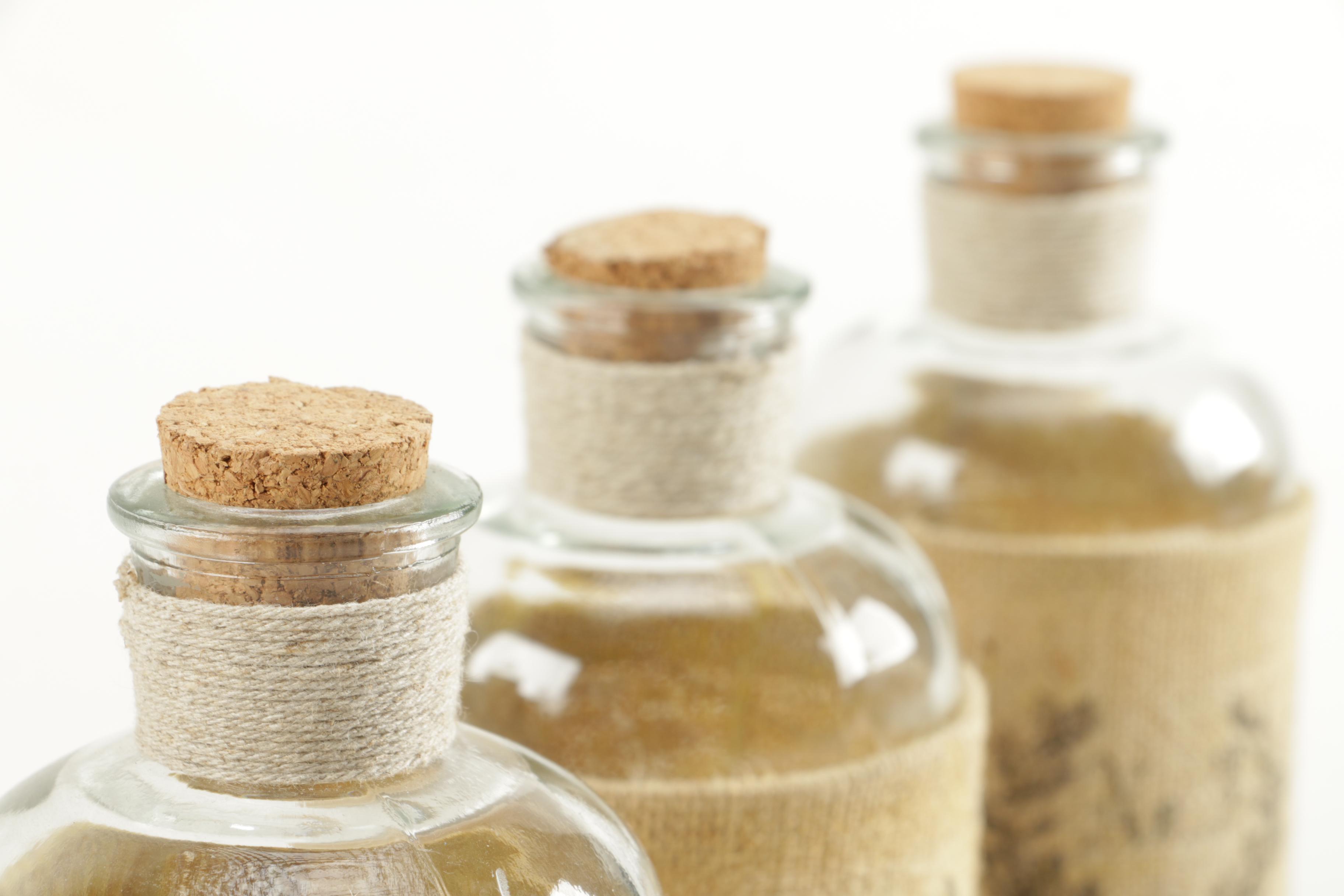 Decorative Glass Jugs With Burlap Lining