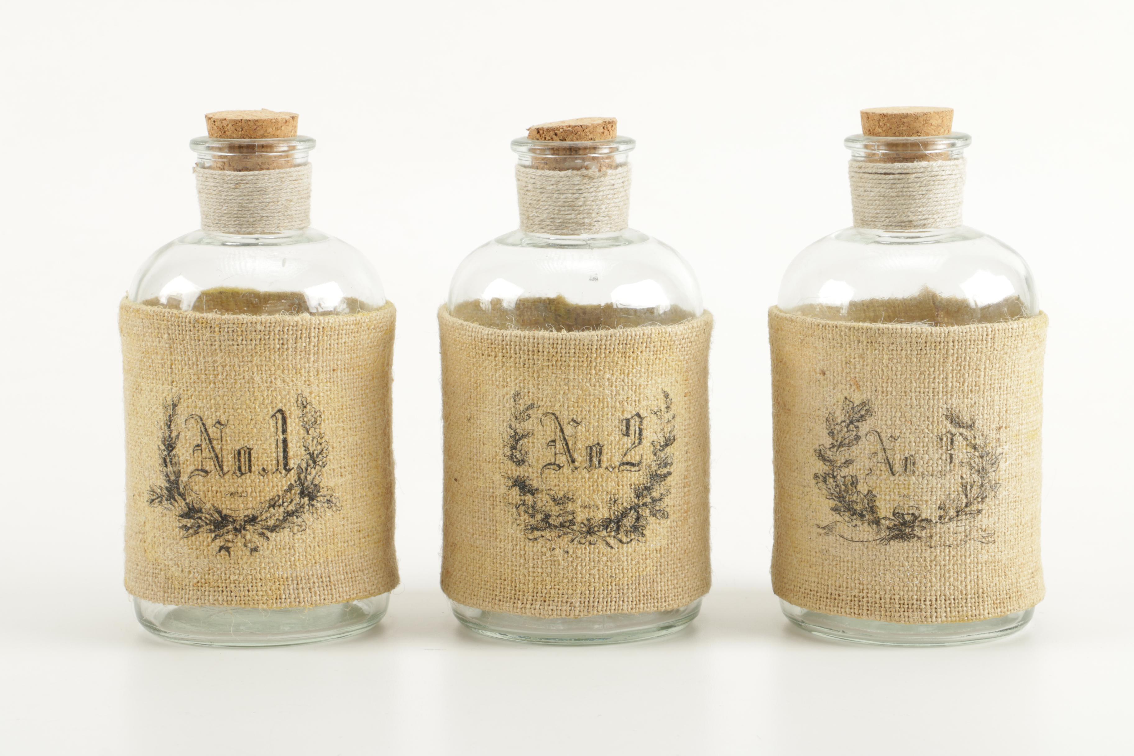 Decorative Glass Jugs With Burlap Lining