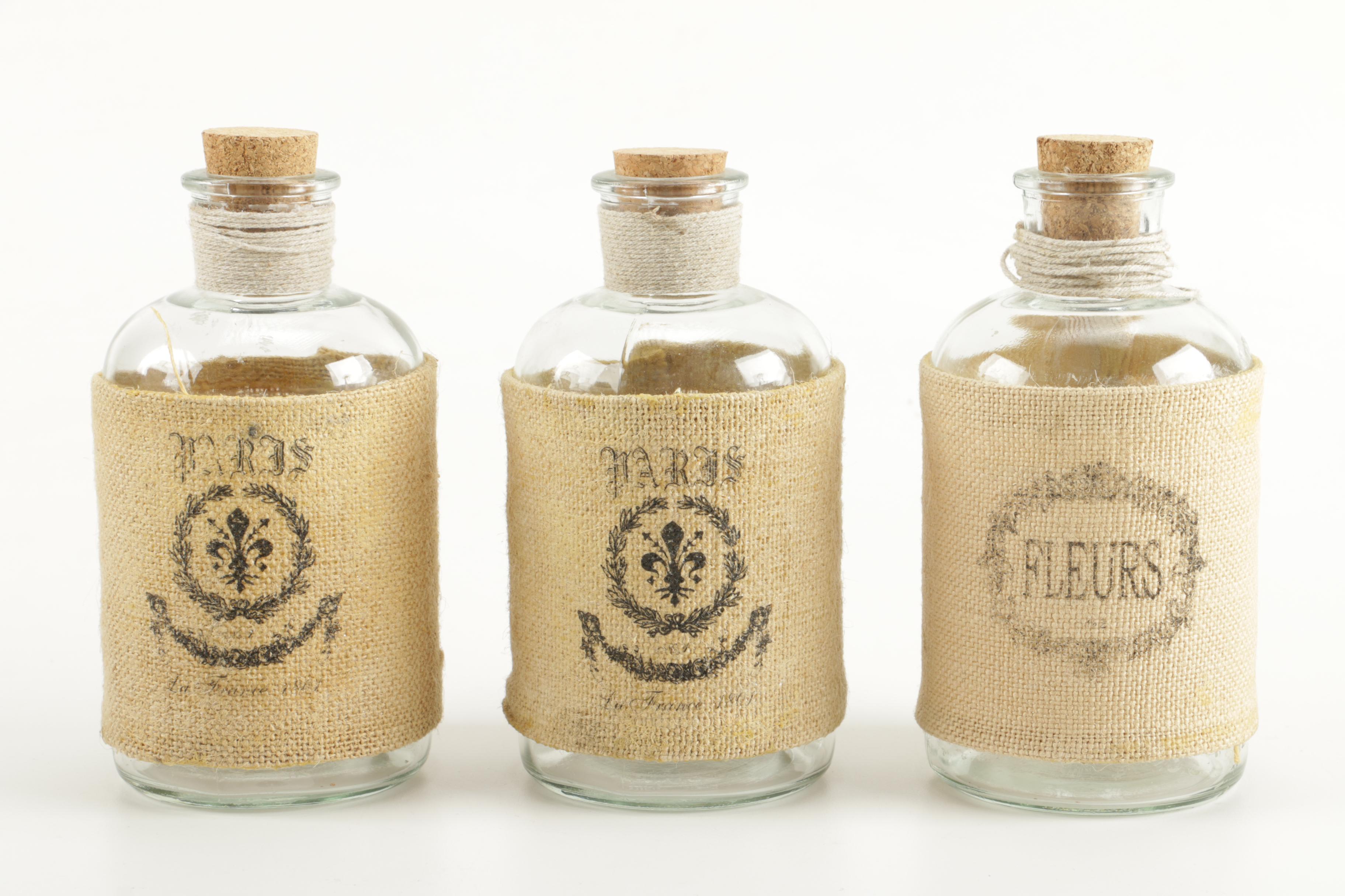 Decorative Glass Jugs With Burlap Lining