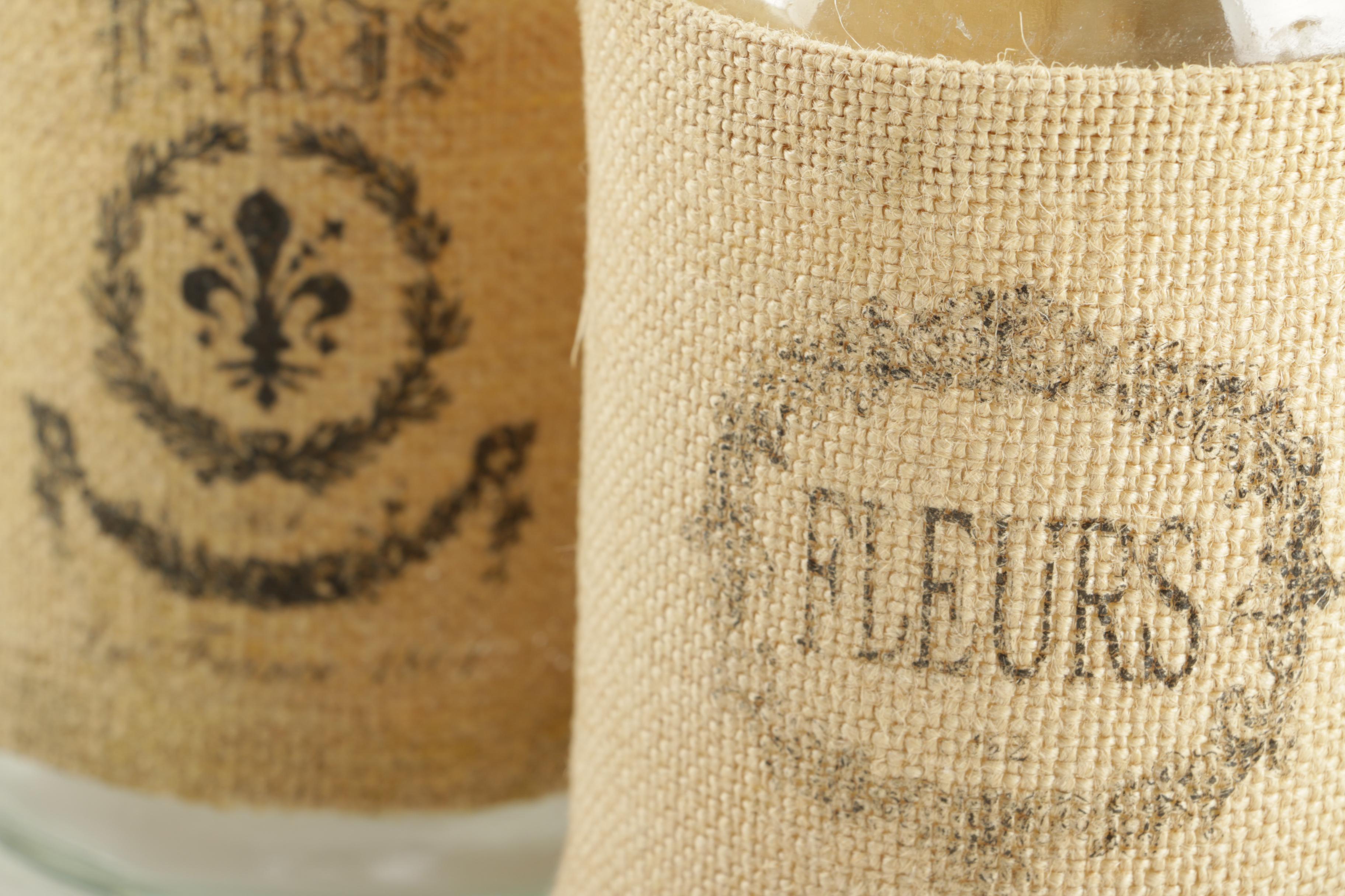 Decorative Glass Jugs With Burlap Lining