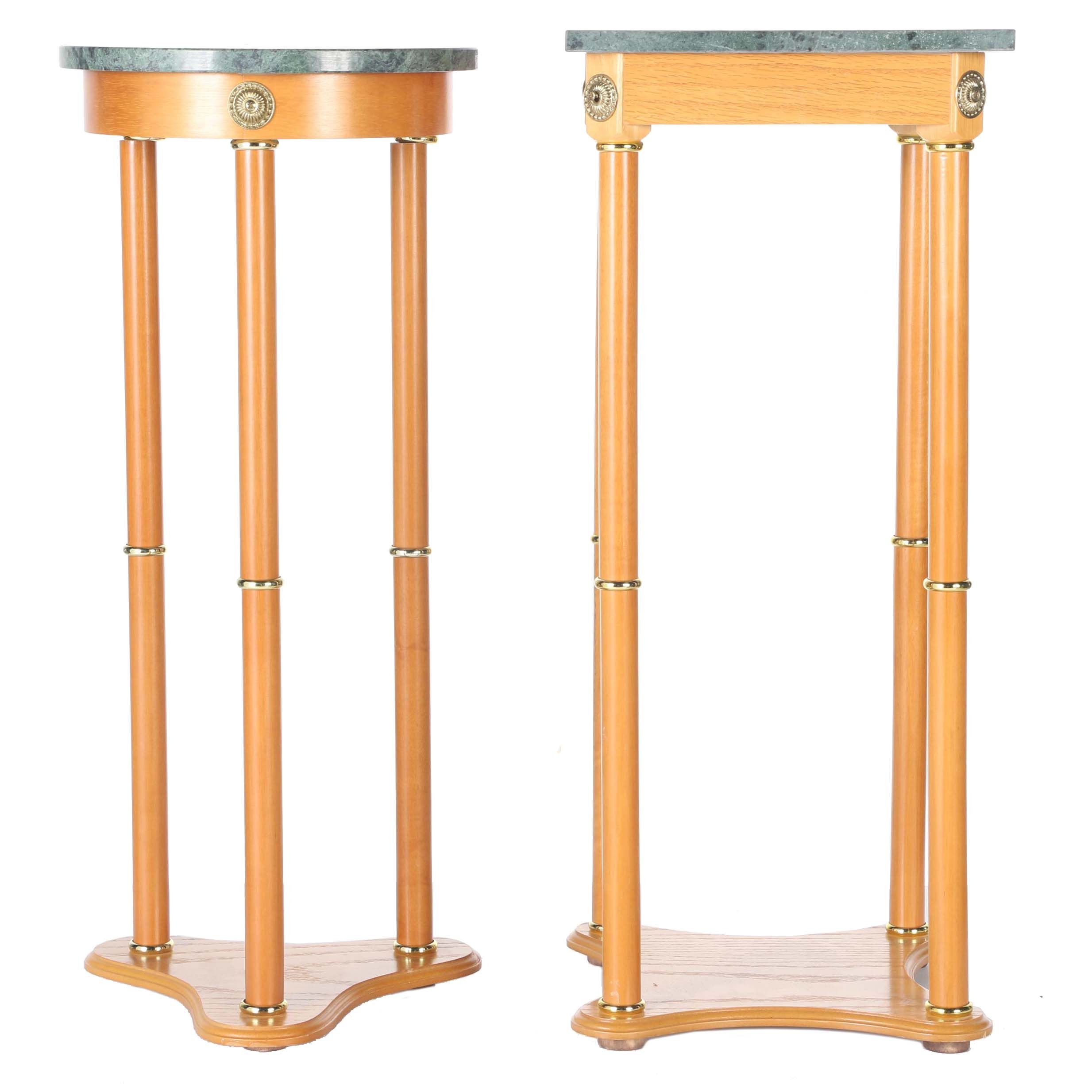 Two Empire Style Green MarbleTop End Tables EBTH