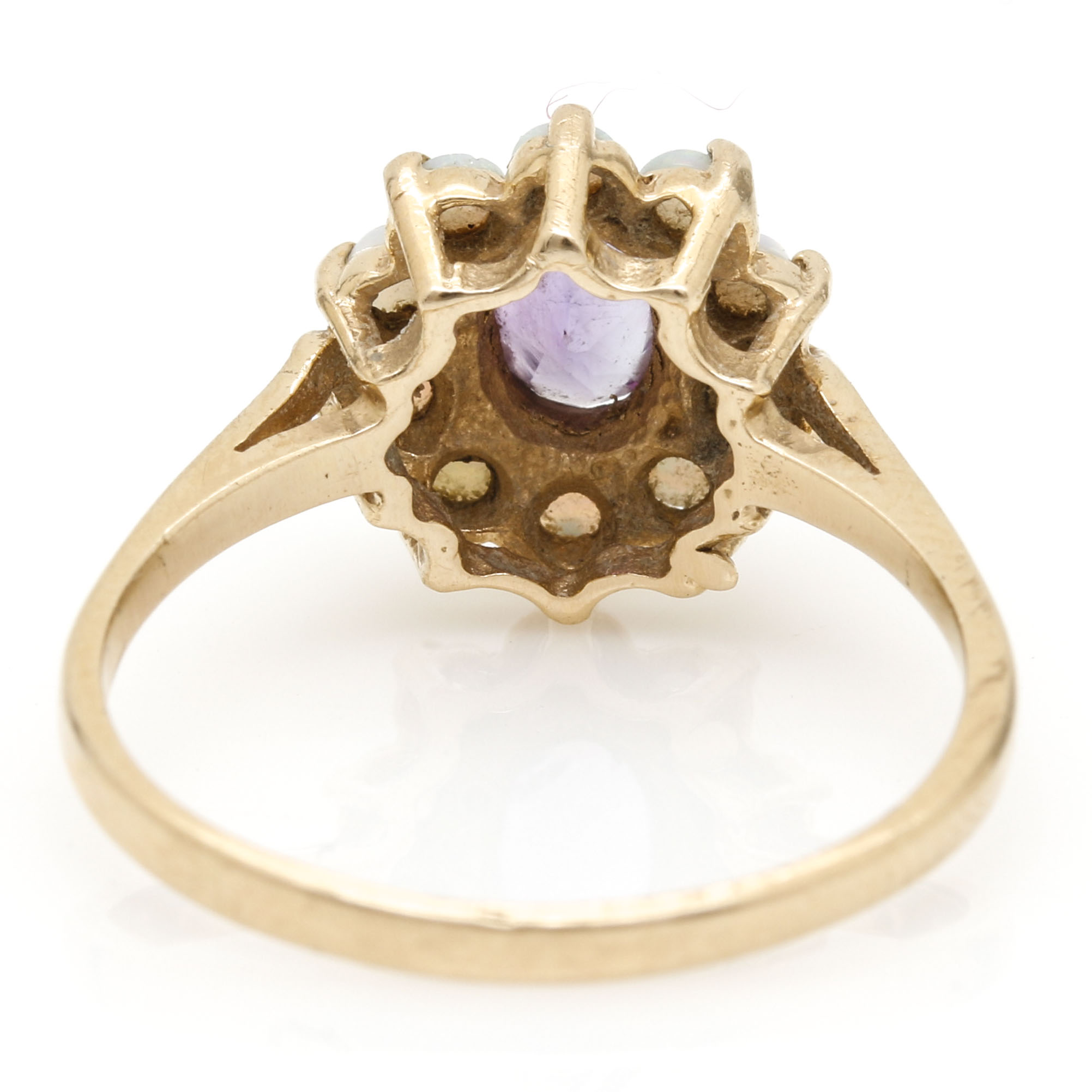 14K Yellow Gold Amethyst and Opal Ring
