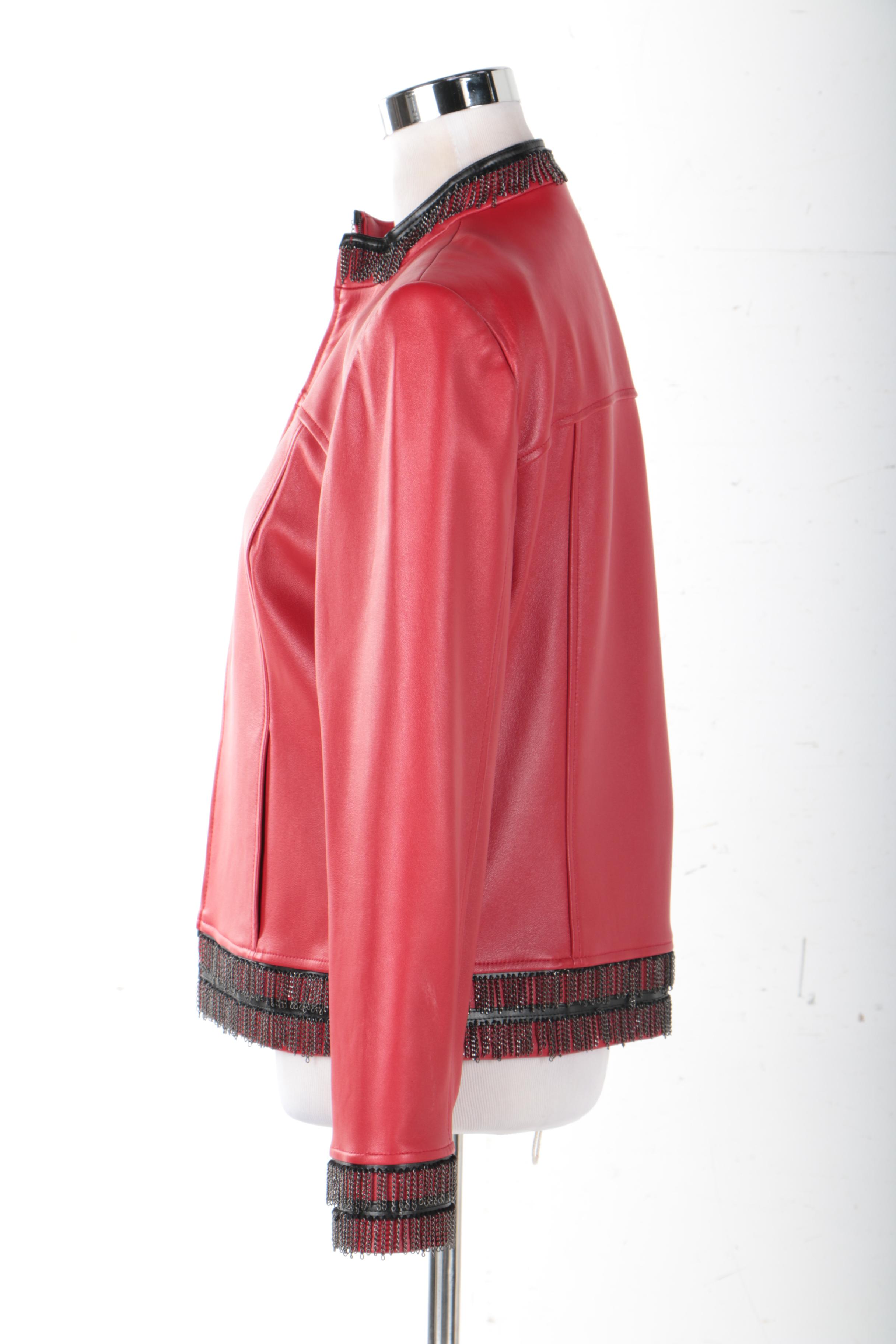 St. John Collection by Marie Gray Red Leather Jacket