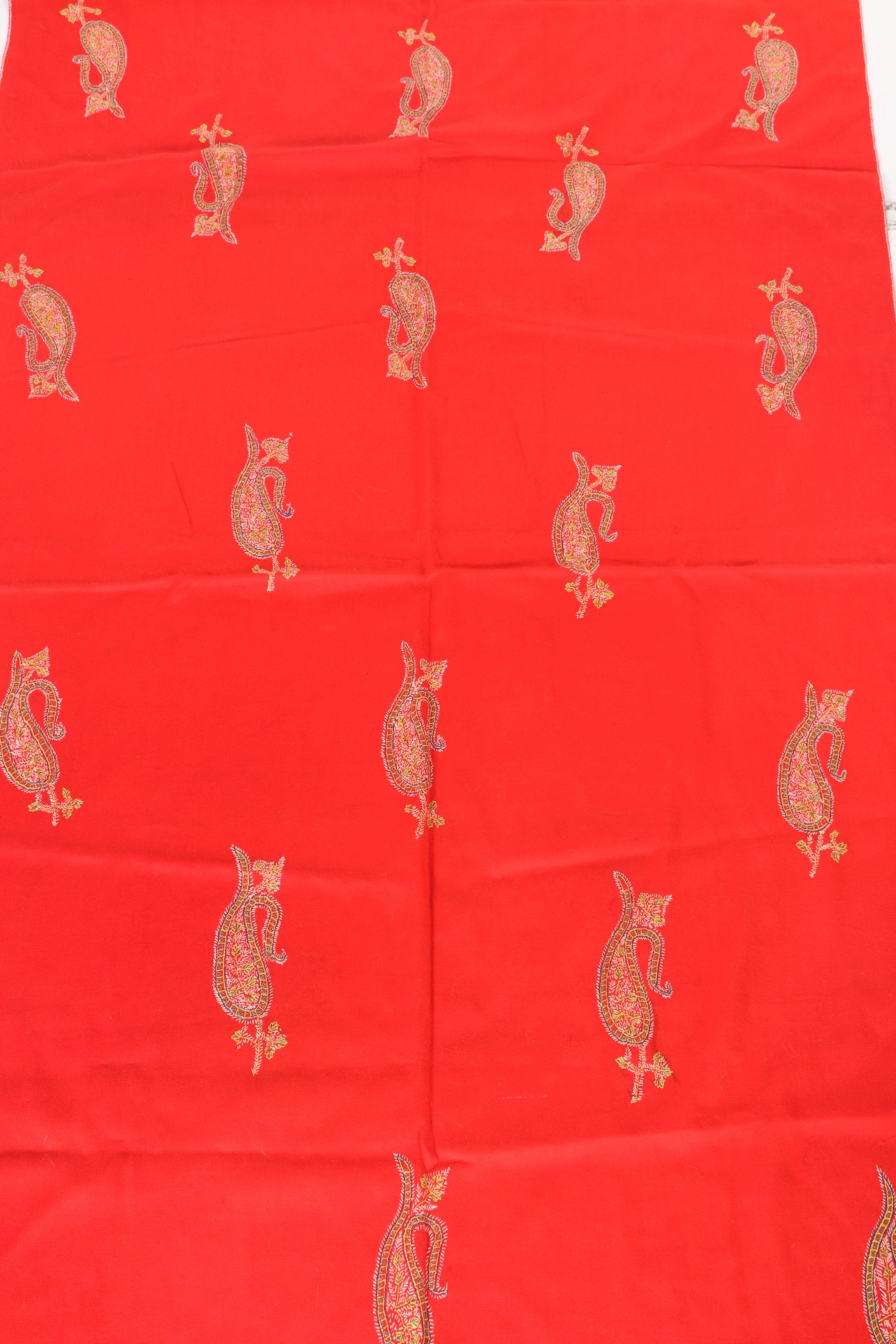 Red Embroidered Fabric Throw