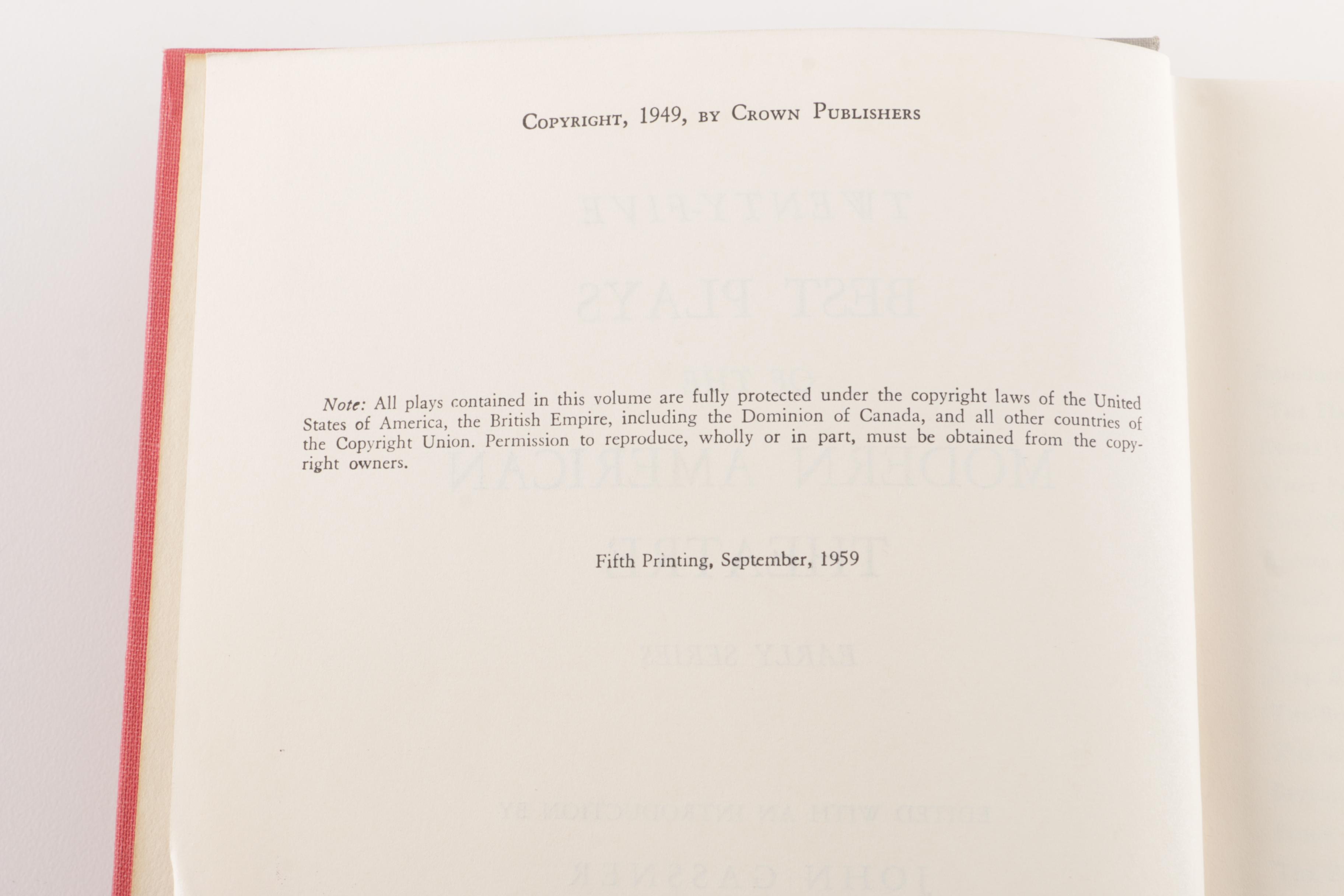 "Best American Plays" by John Gassner Four Volume Set