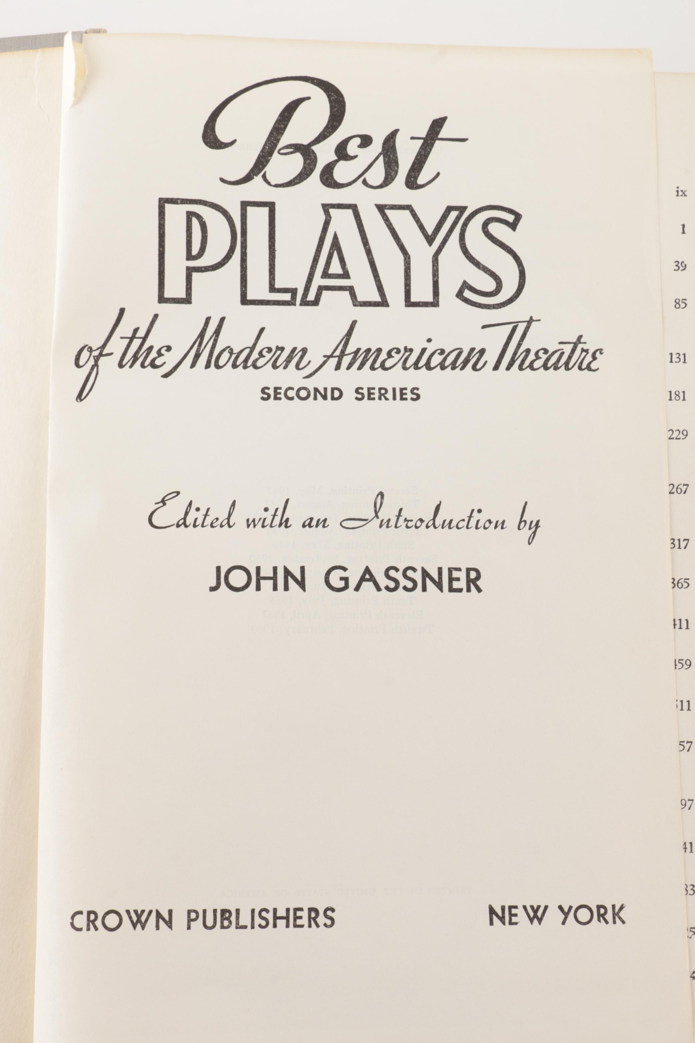 "Best American Plays" by John Gassner Four Volume Set