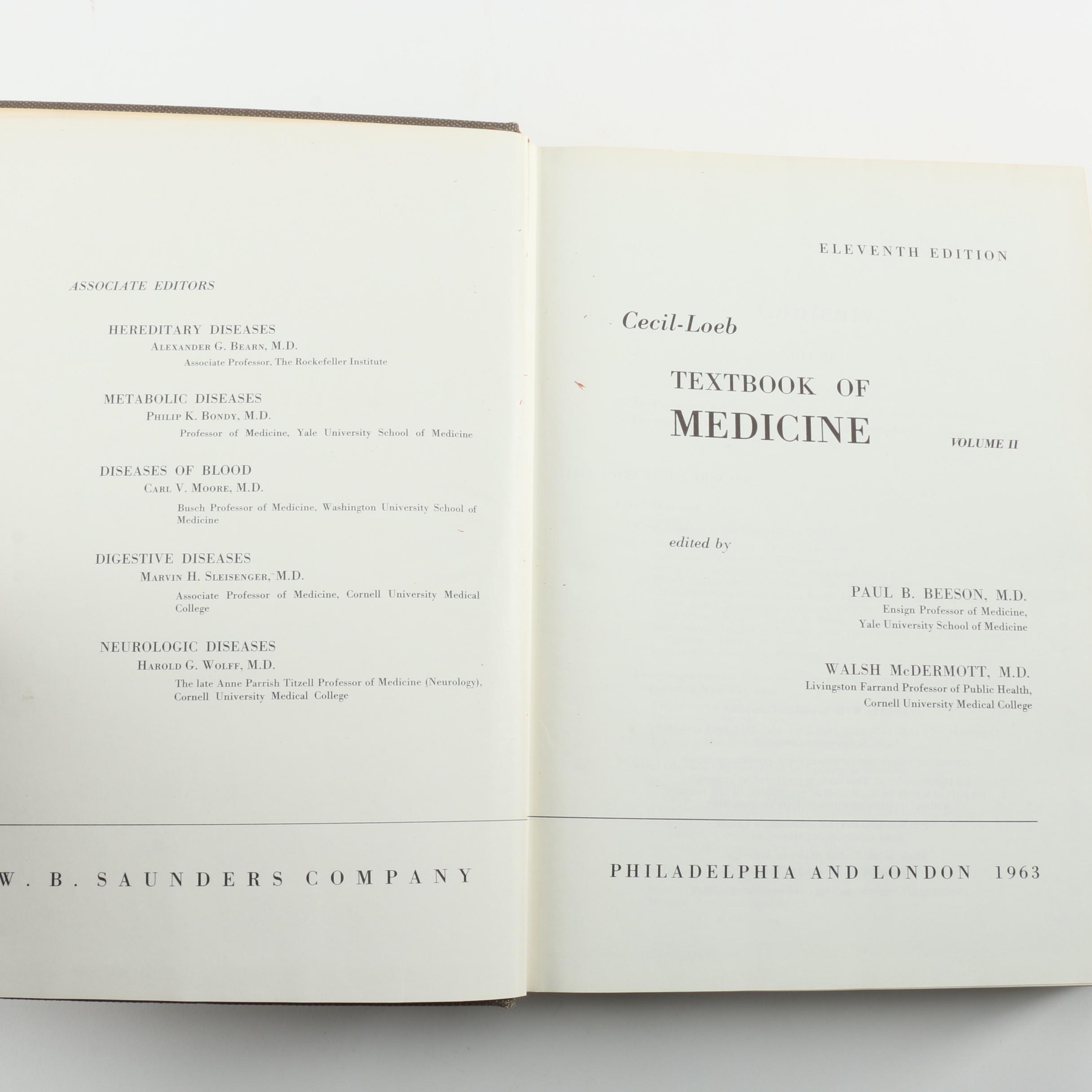 1963 "Cecil-Loeb Textbook of Medicine" by Beeson & McDermott Volumes I & II