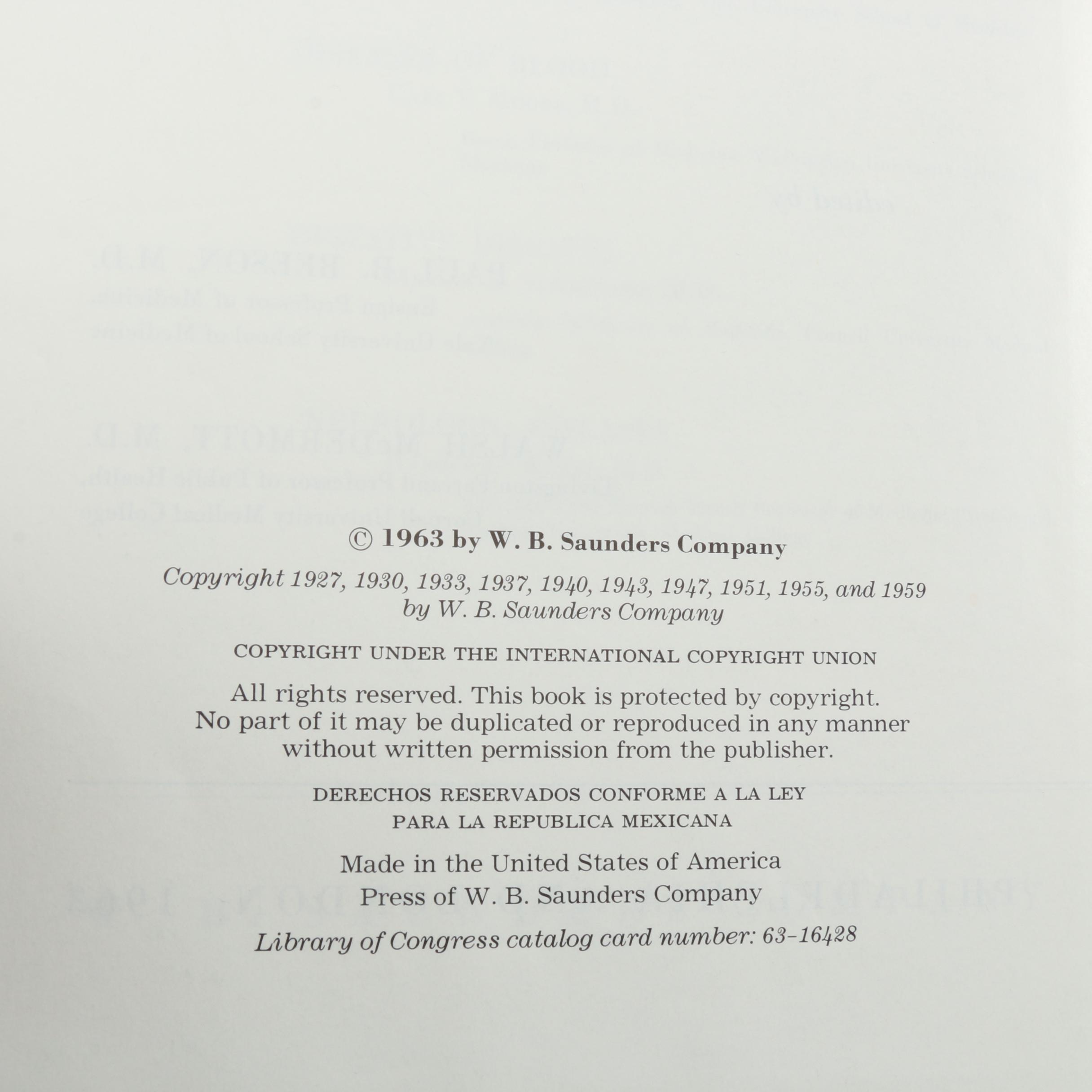 1963 "Cecil-Loeb Textbook of Medicine" by Beeson & McDermott Volumes I & II