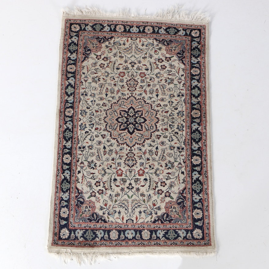 Hand-Knotted Pakistani Eastern Carpet Abadeh Accent Rug