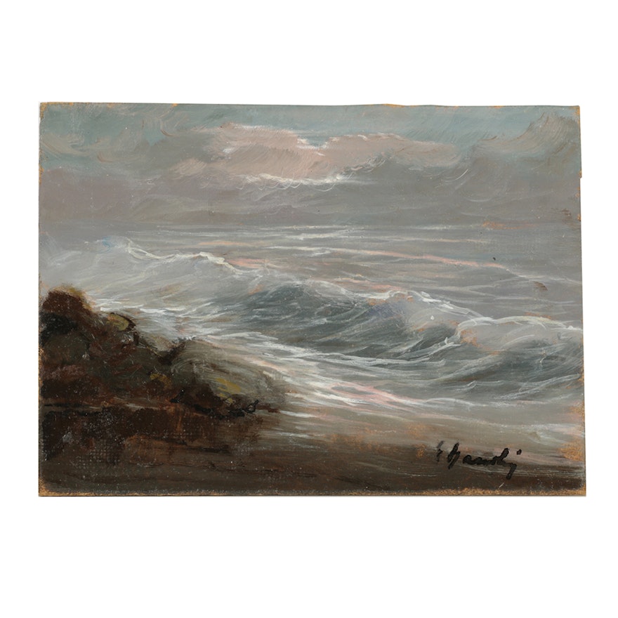 Miniature Oil Painting on Board Coastal Scene