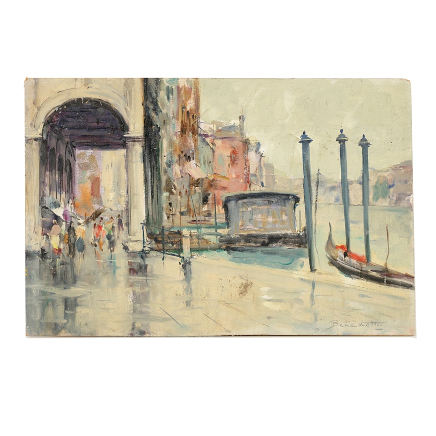 Small Scale Oil Painting on Board Venetian Scene