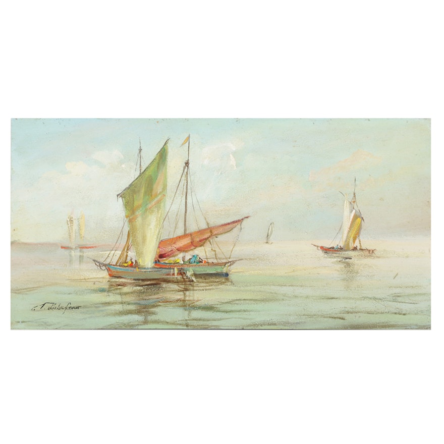 Oil Painting on Copper of Maritime Scene