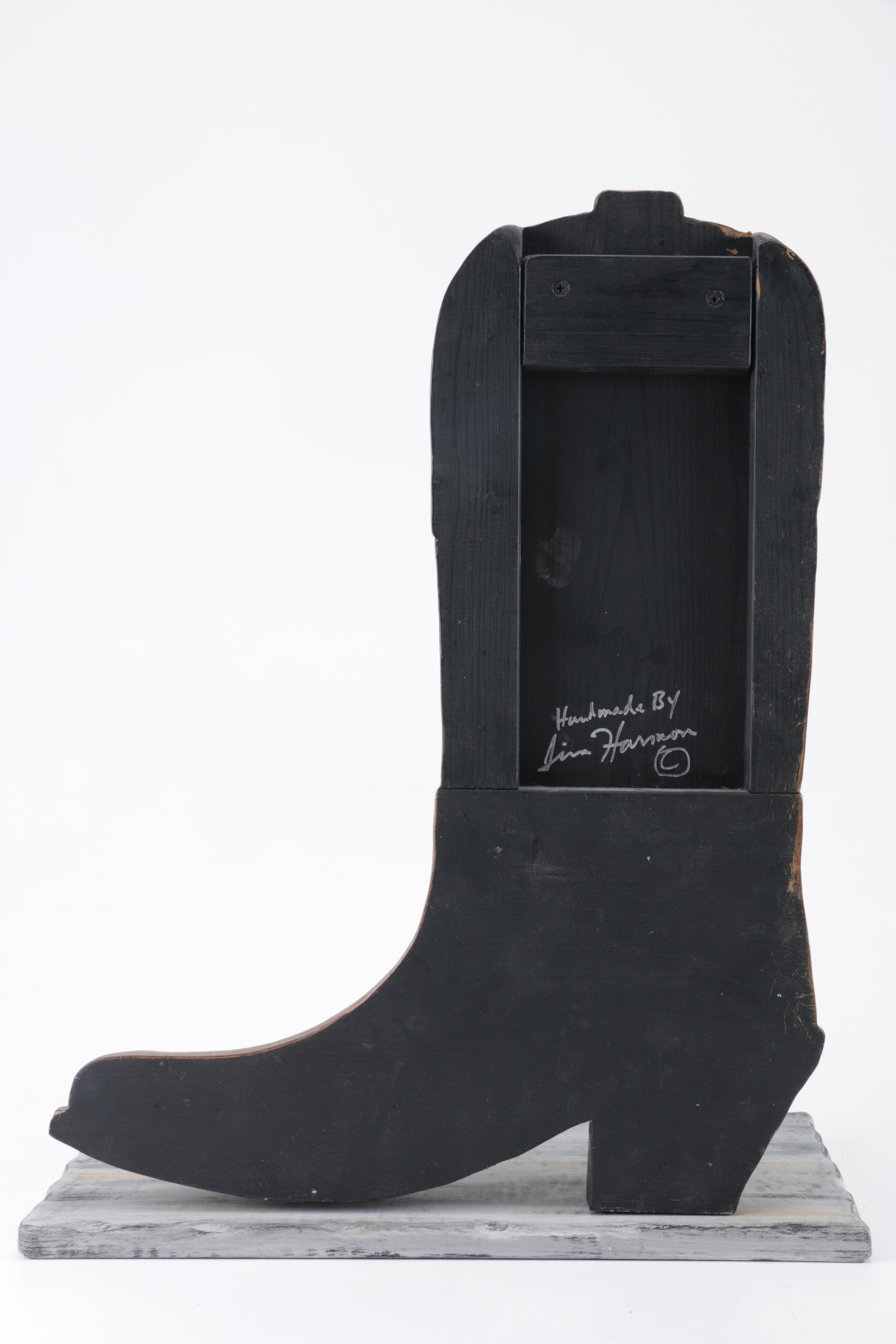 Custom Carved Boot Jewelry Display by Jim Harmon