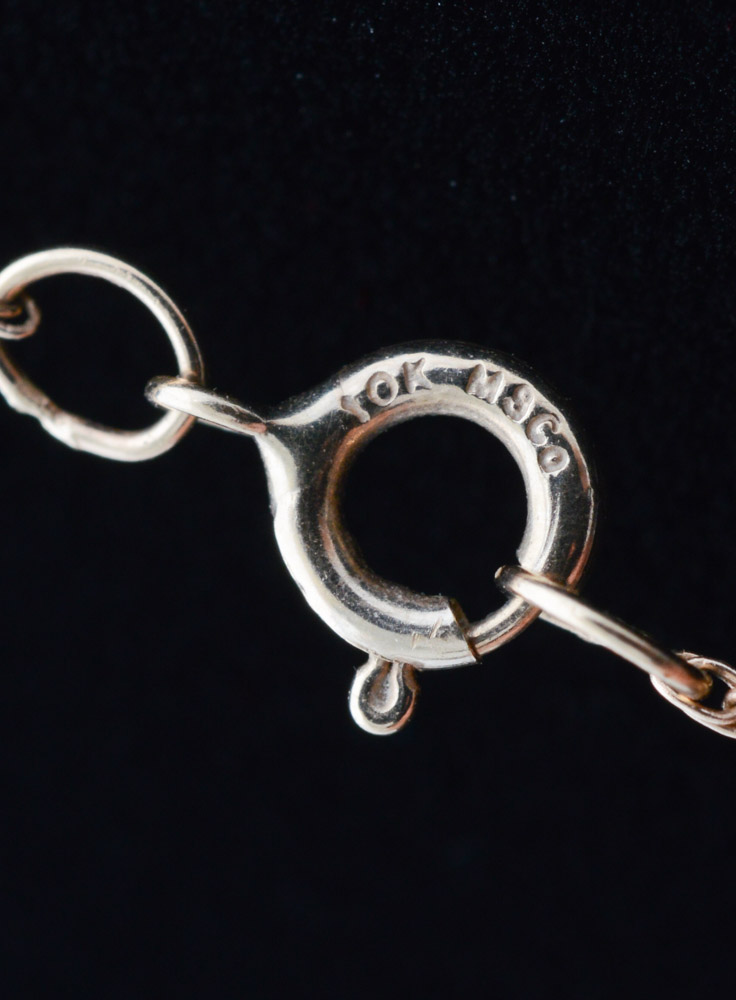 10K Yellow and White Gold Ribbon Pendant and Chain