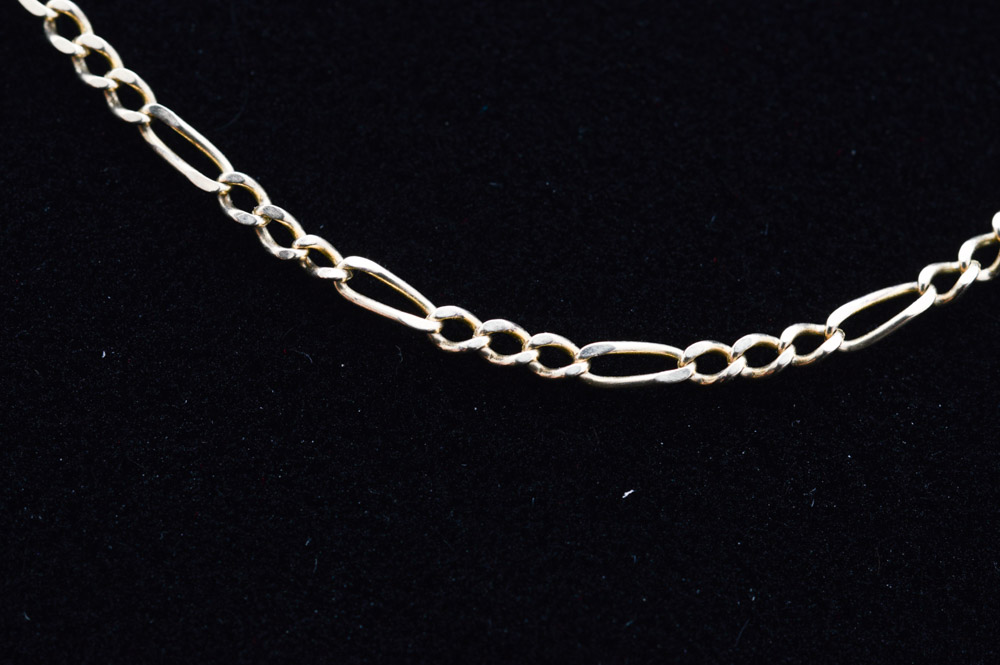 14K Yellow Gold Figaro Link Chain