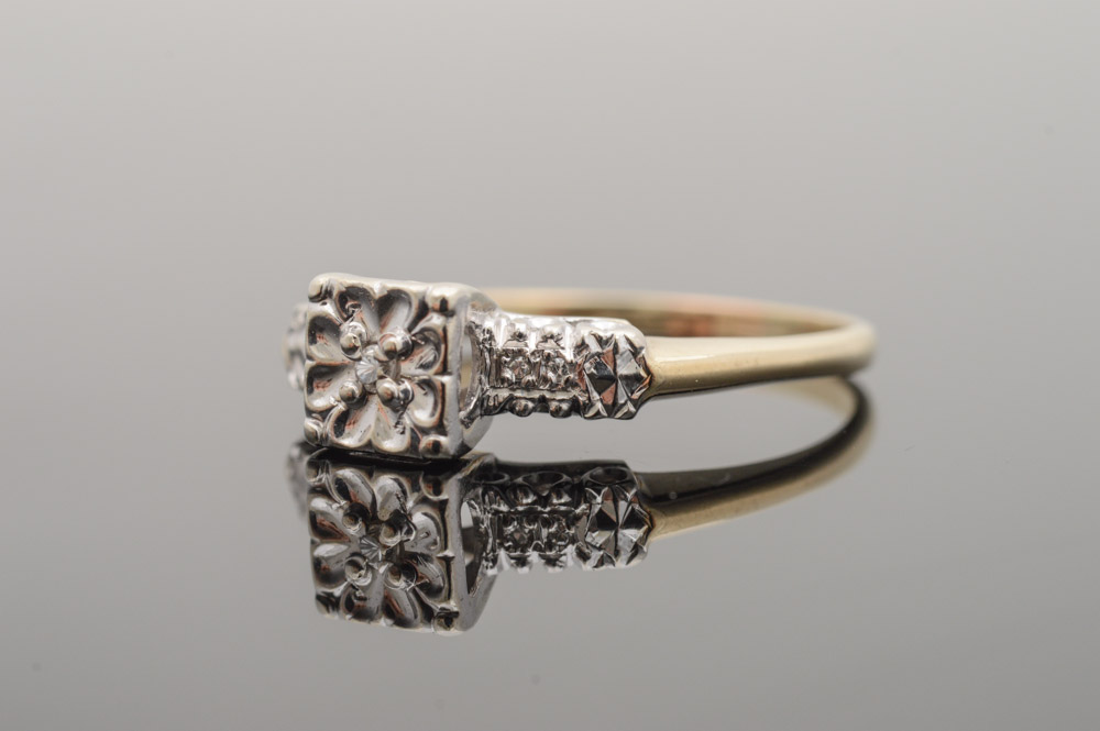 Vintage 14K Yellow Gold Diamond Engagement Ring by hanDKraft