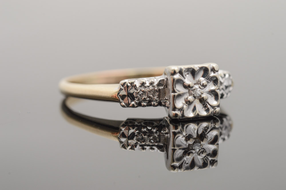 Vintage 14K Yellow Gold Diamond Engagement Ring by hanDKraft