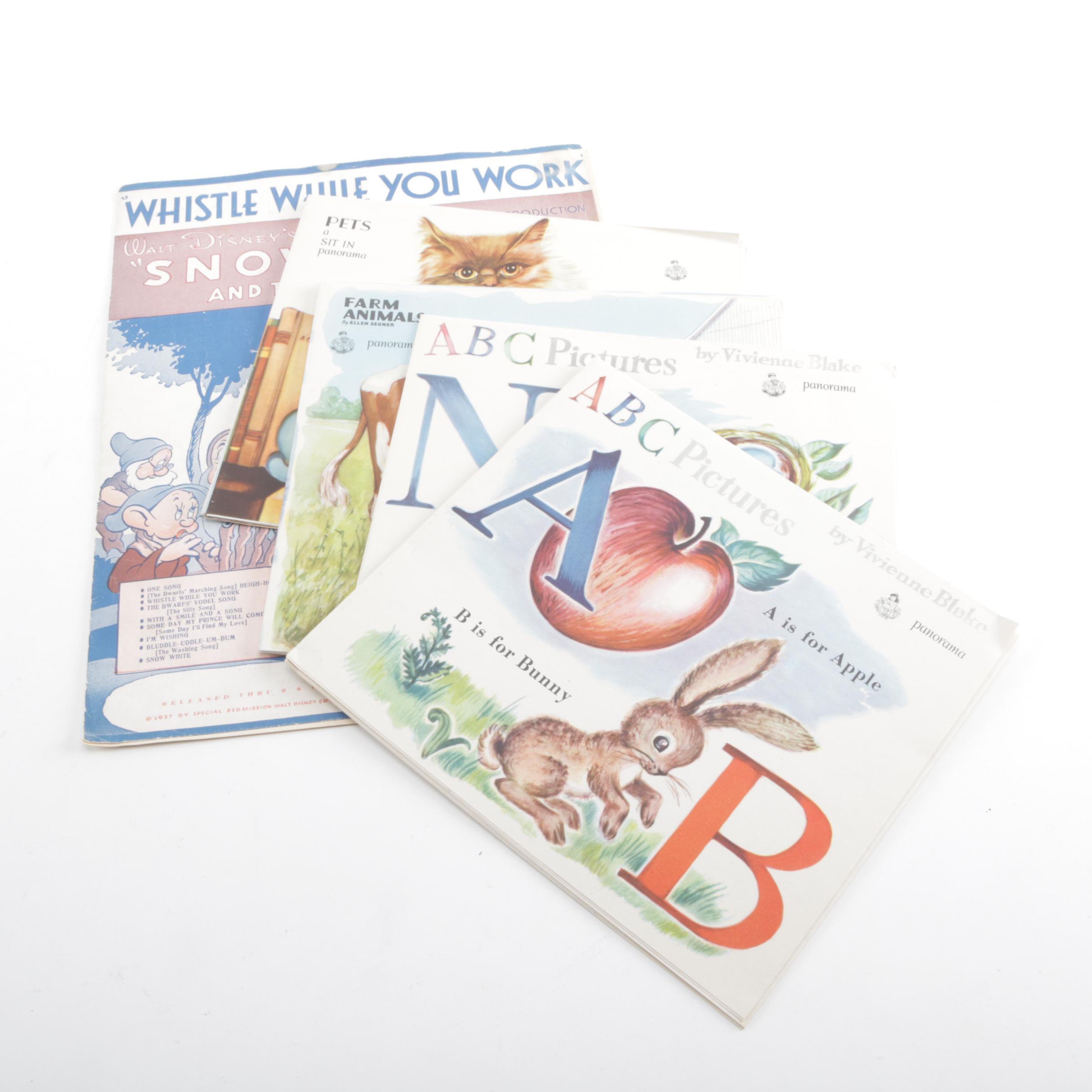 1937 "Whistle While You Work" Sheet Music and Children's Picture Books