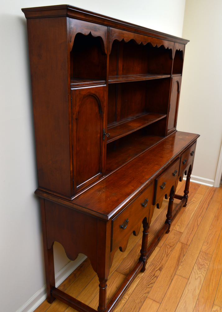 Vintage Jacobean Revival Inspired Display Cabinet on Buffet