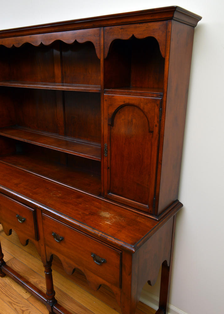 Vintage Jacobean Revival Inspired Display Cabinet on Buffet