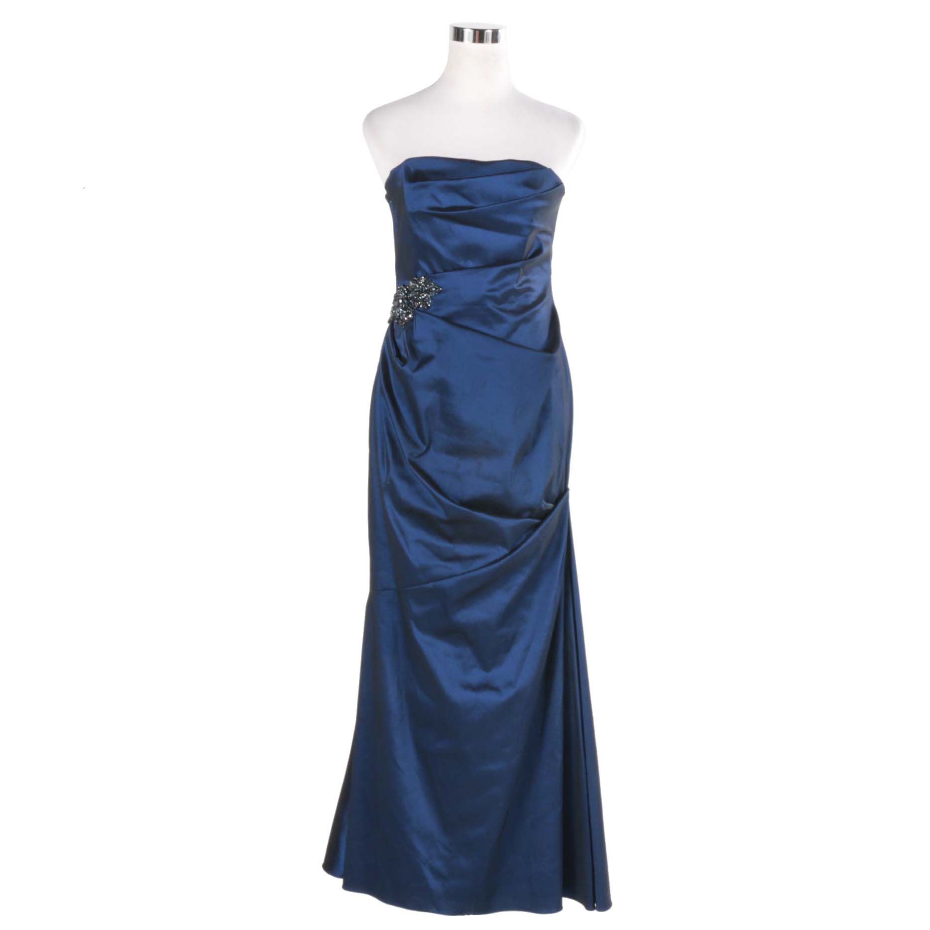 David Meister Ruched Evening Gown