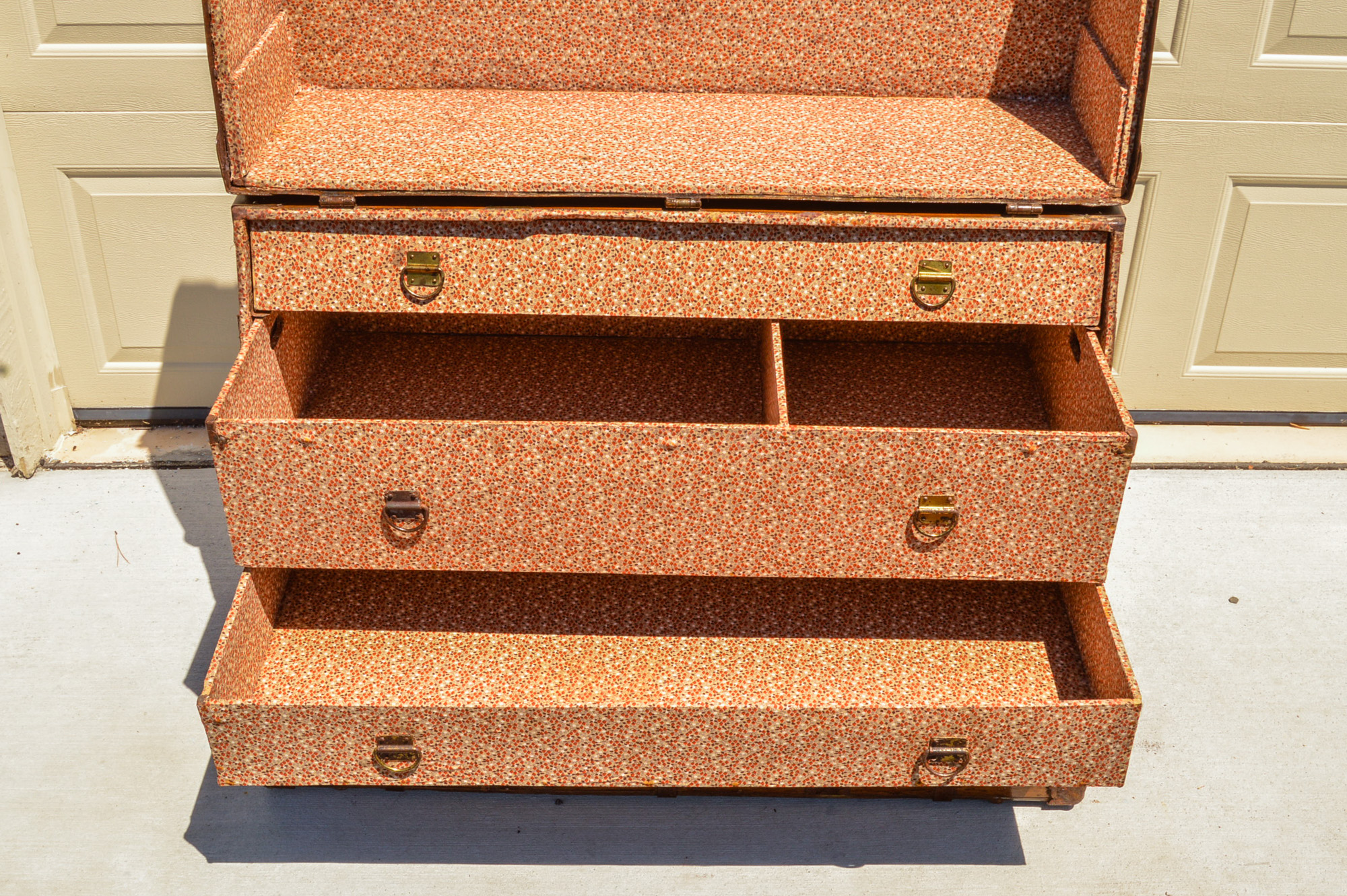 Antique Straight Back Dresser Style Steamer Trunk, Circa Late 19th C