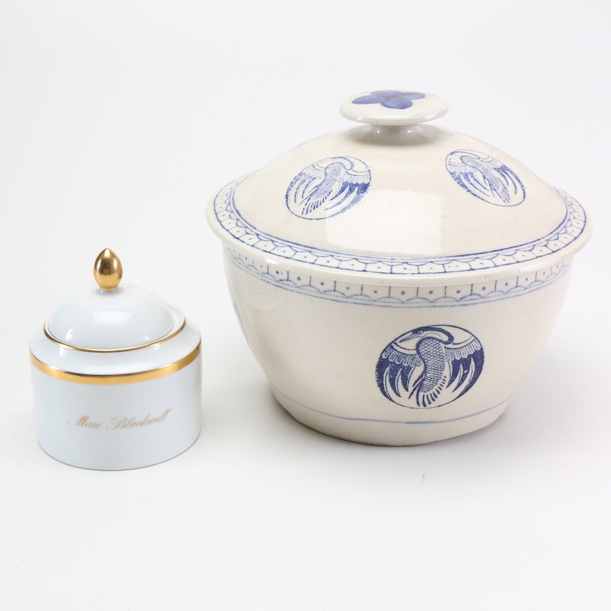 Marc Blackwell Porcelain Dish and Asian-Inspired Pottery Jar