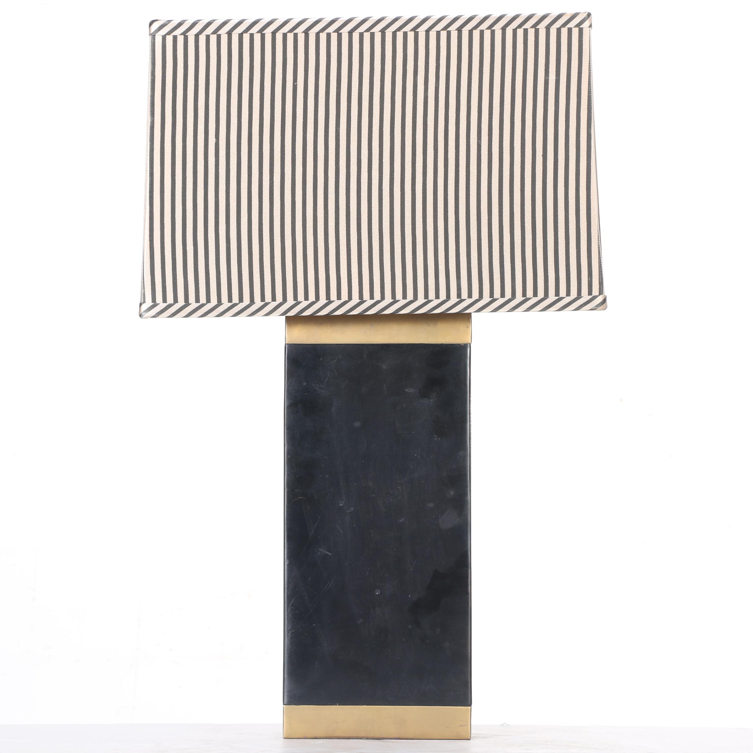 Metal Table Lamp with Striped Shade
