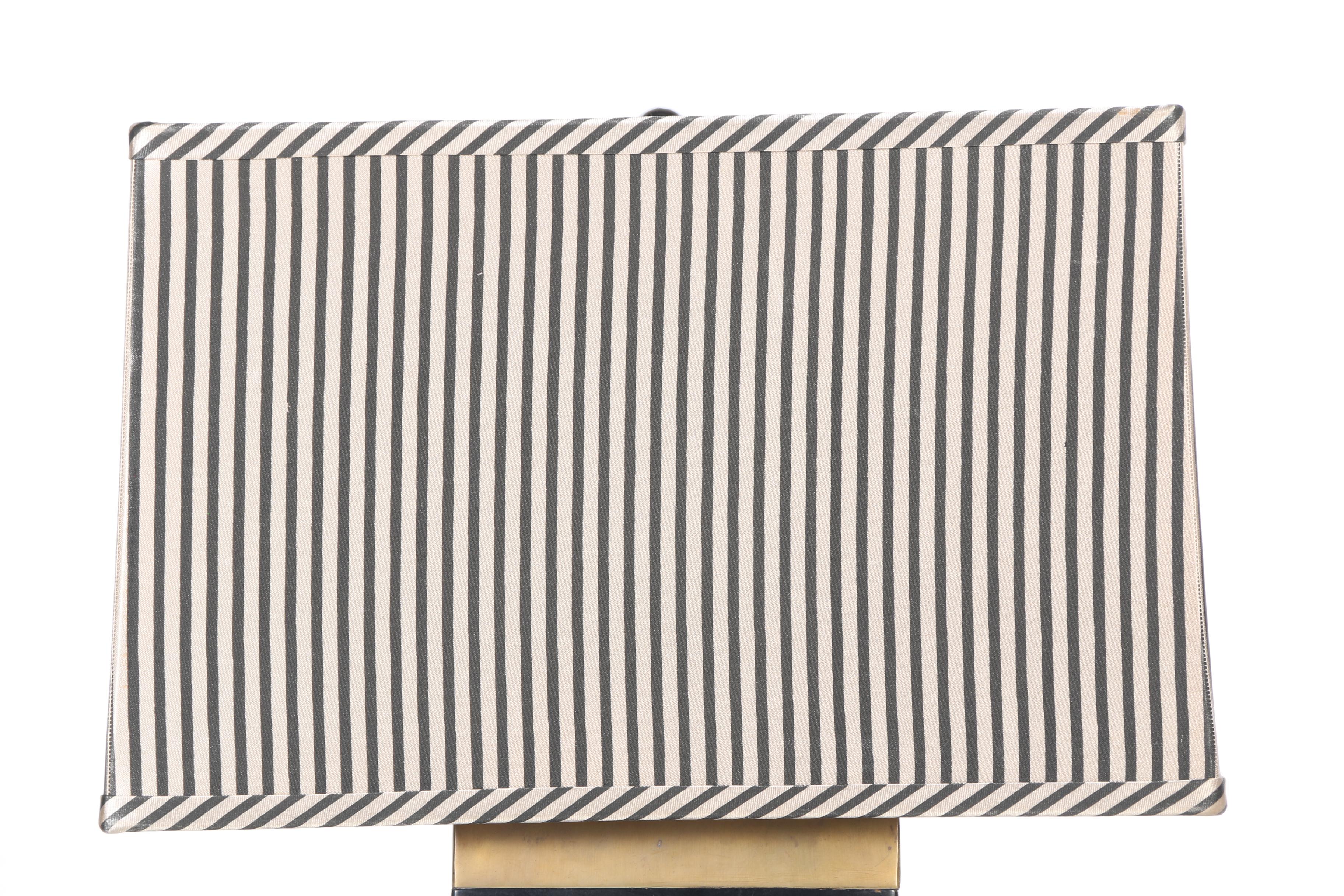 Metal Table Lamp with Striped Shade