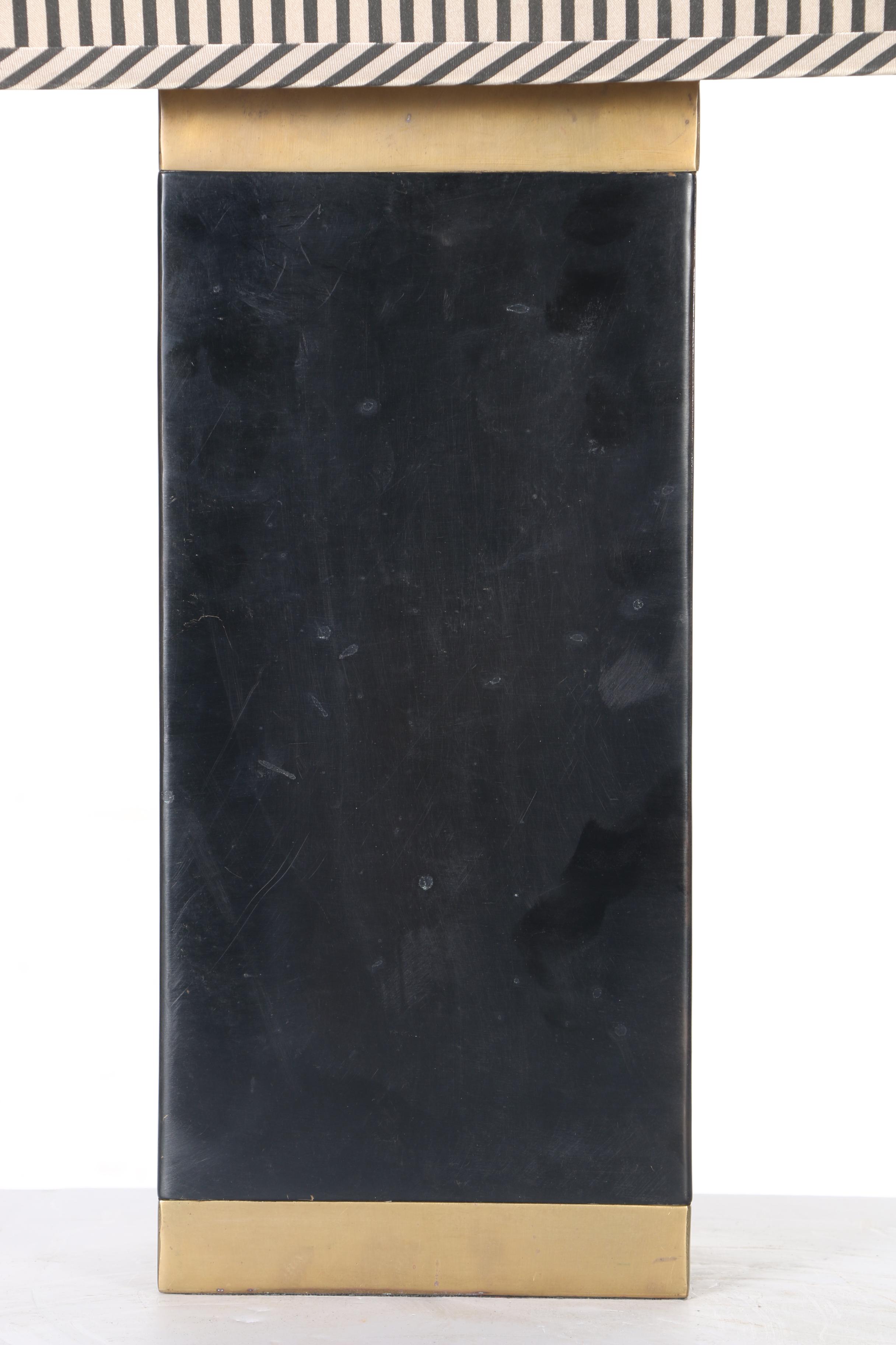 Metal Table Lamp with Striped Shade