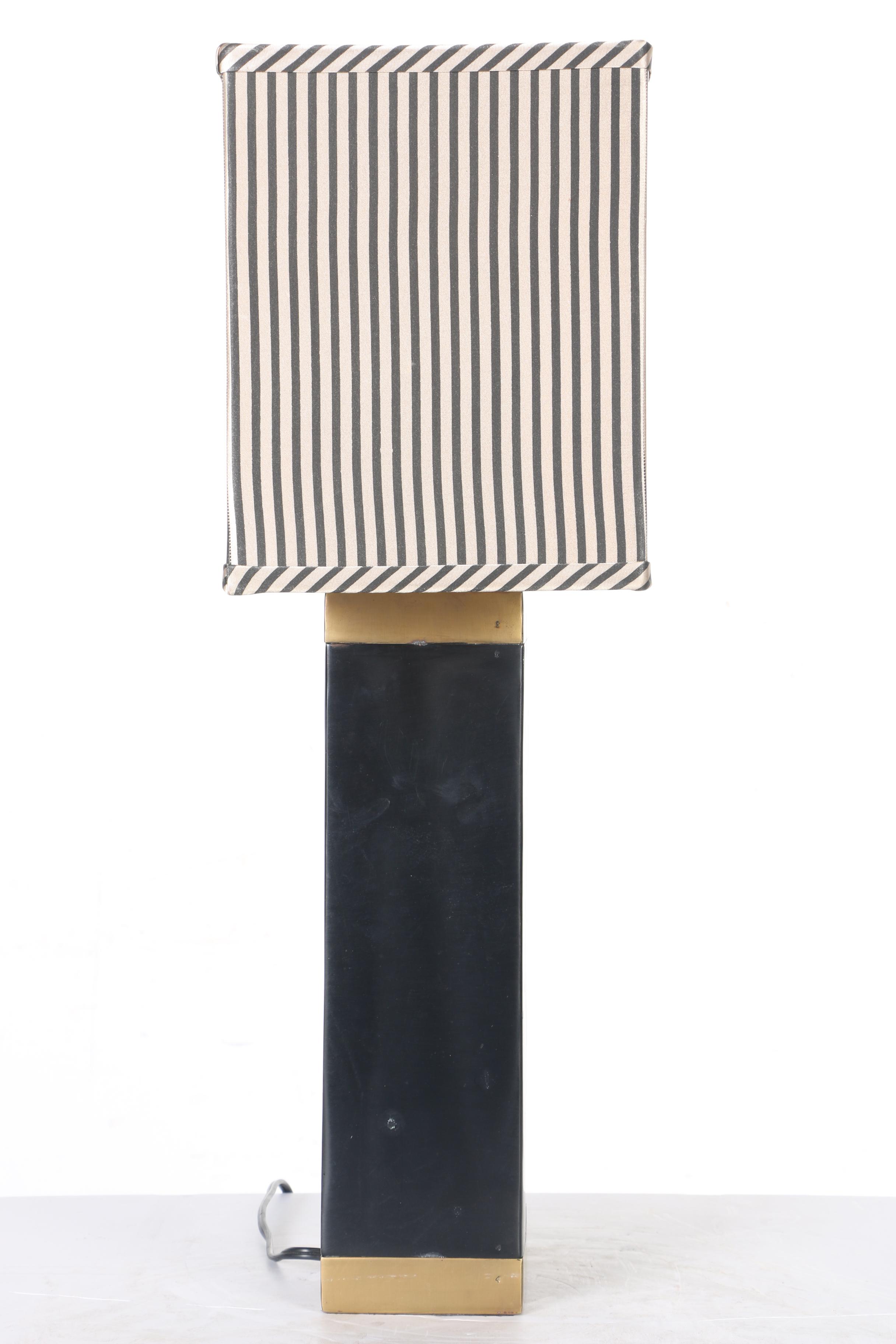 Metal Table Lamp with Striped Shade