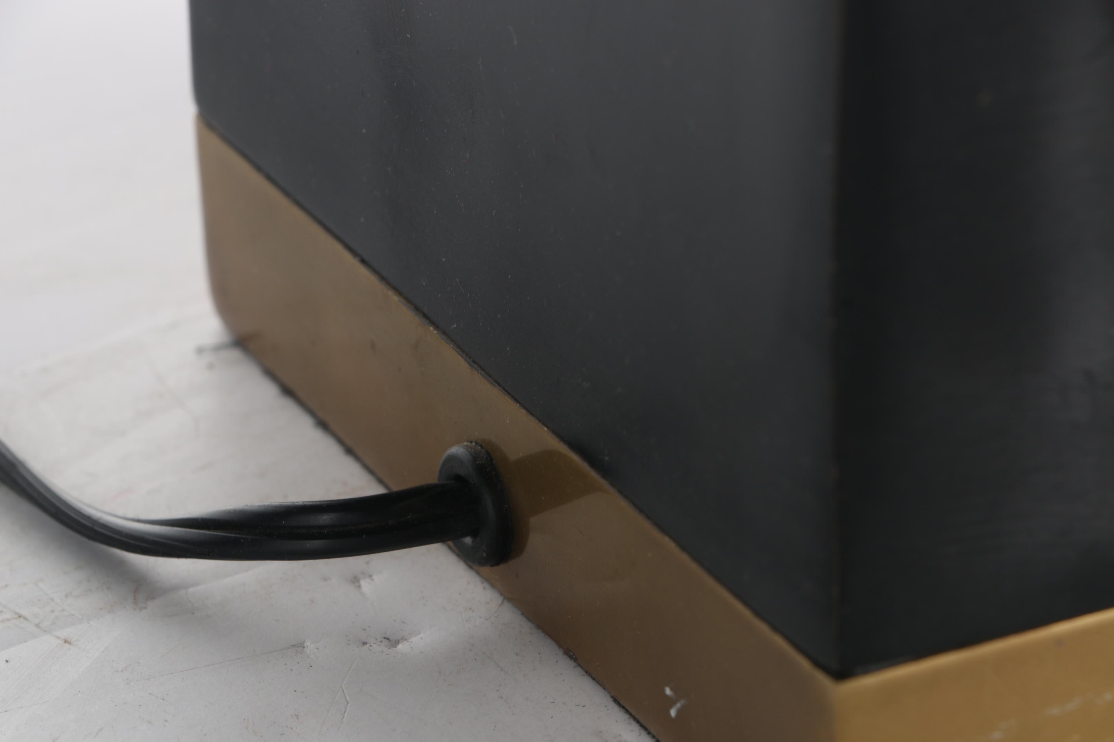 Metal Table Lamp with Striped Shade